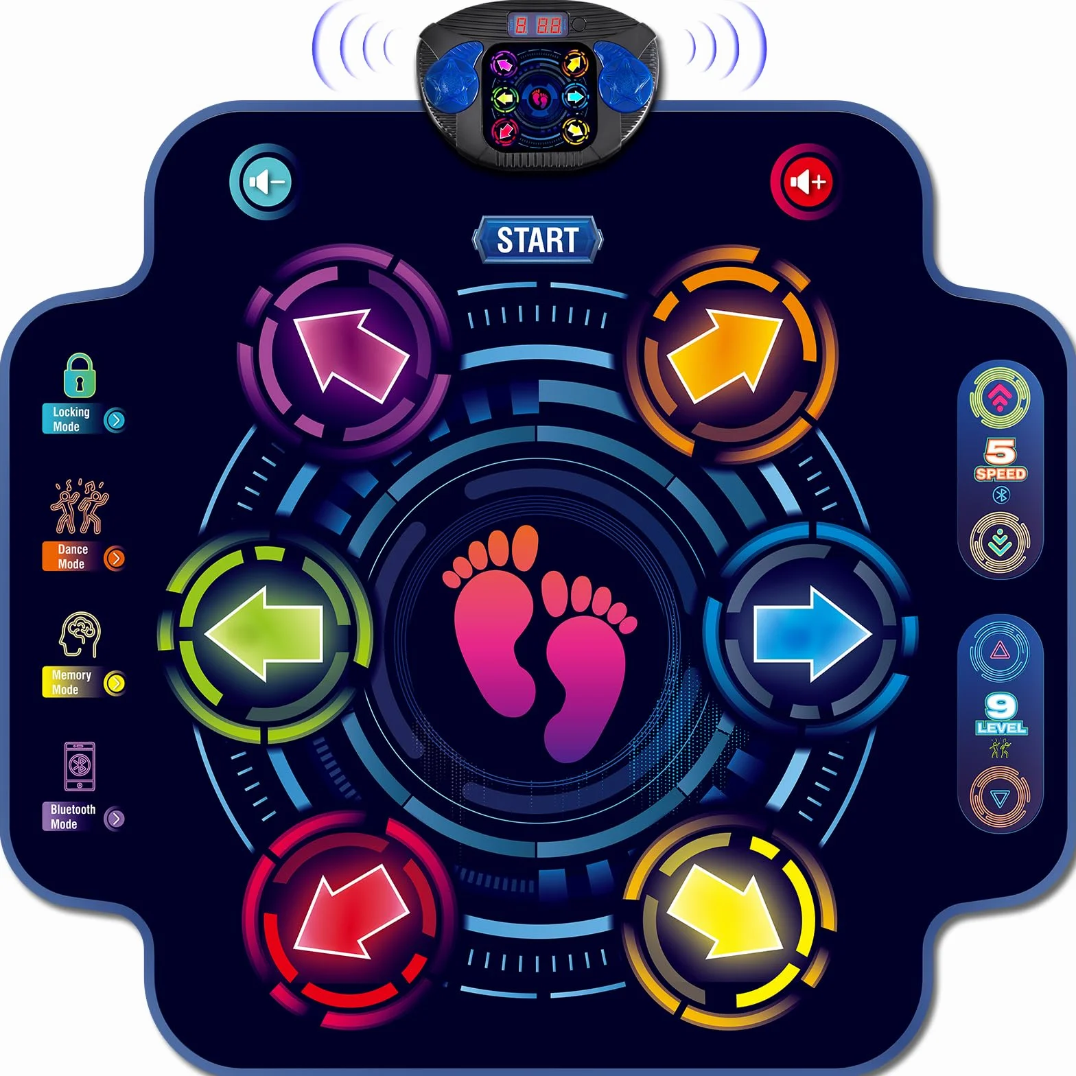 Tapis de Danse Bluetooth Enfants 3-12 Ans 6 Boutons 9 Niveaux 3 Modes Cadeau Noël Anniversaire