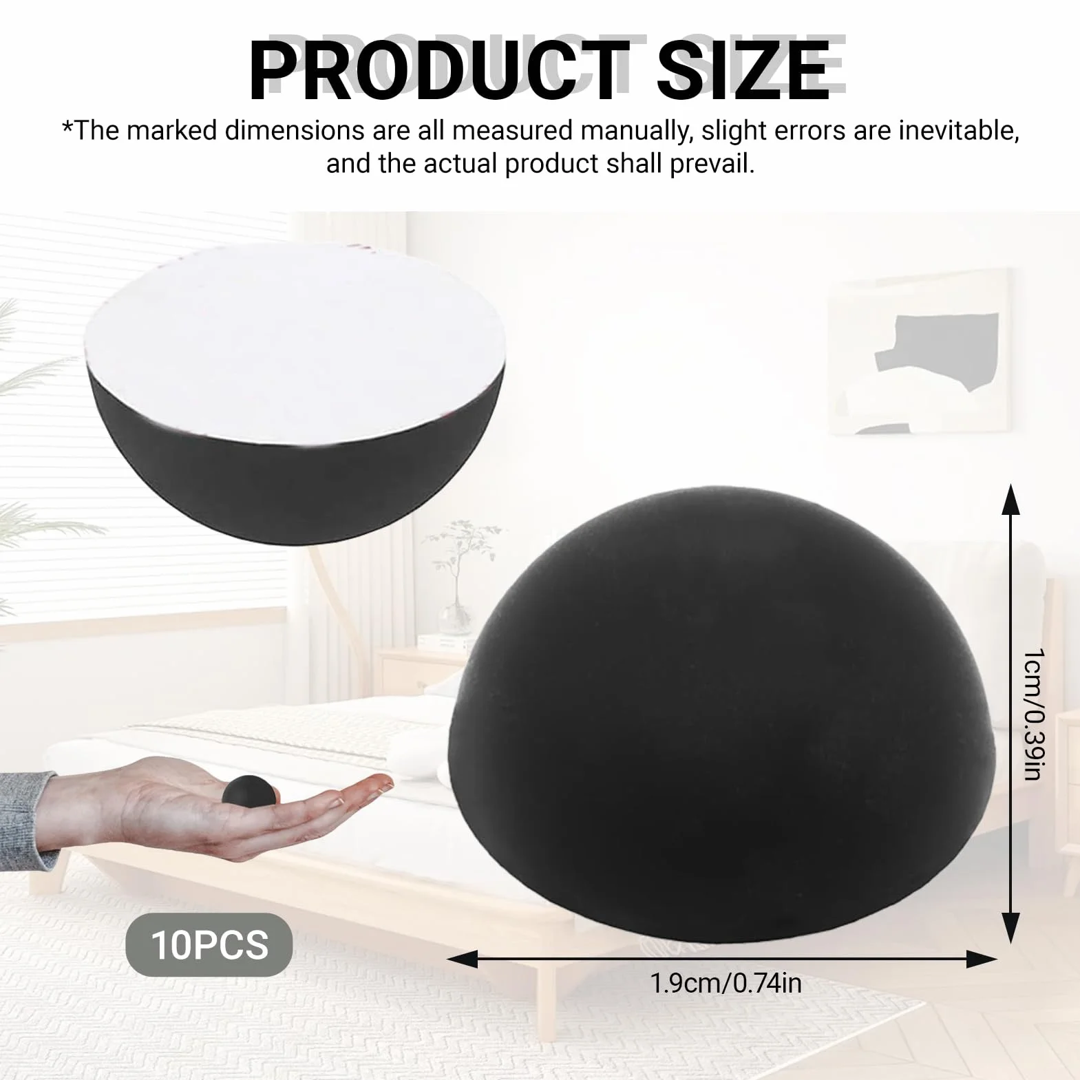Pieds Autocollants Hémisphériques en Silicone 19x10mm, Amortisseurs de Vibrations pour Appareils Ménagers, Noir