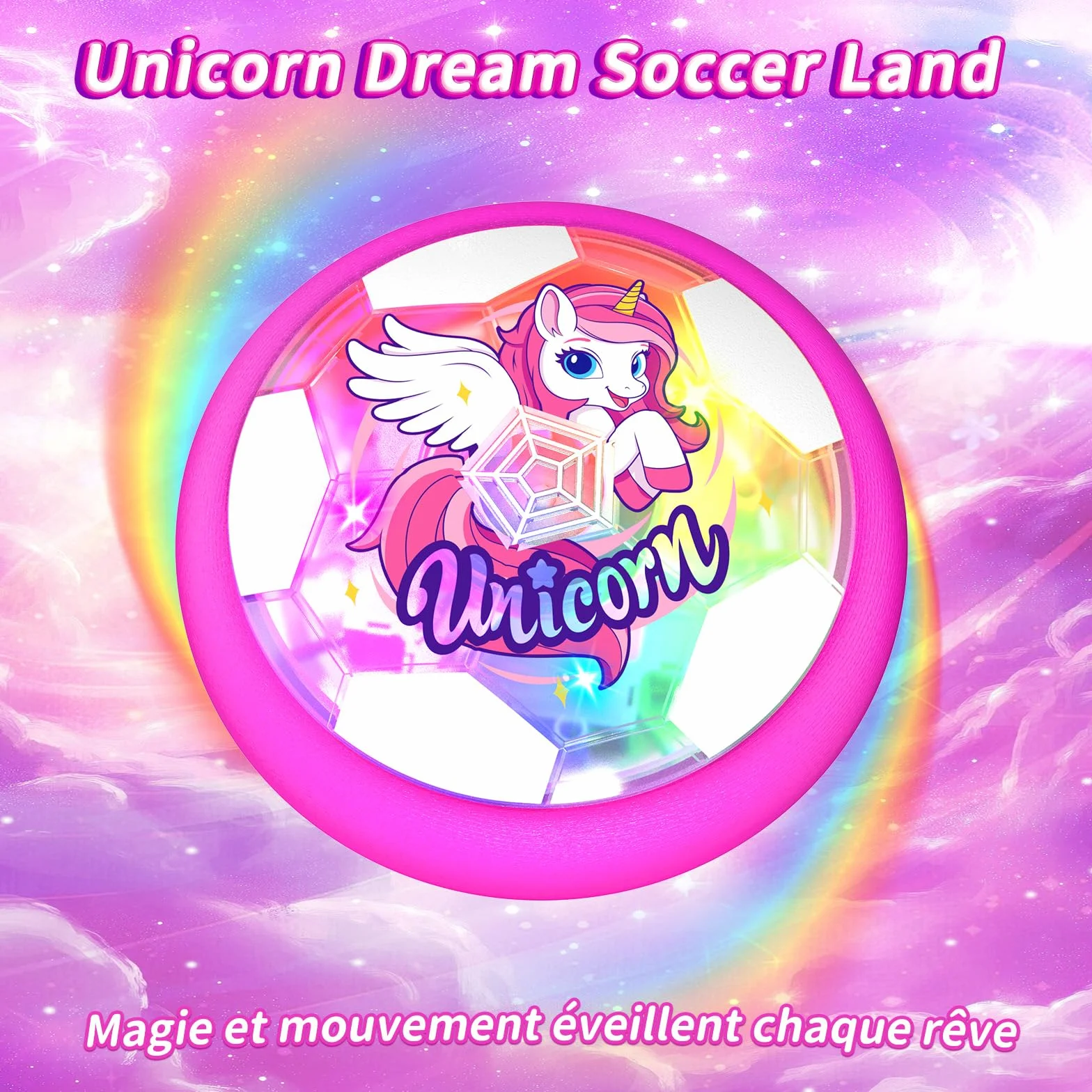 Licorne Ballon de Foot LED Lumière Jouet Fille 3-12 Ans Cadeau Anniversaire Noël