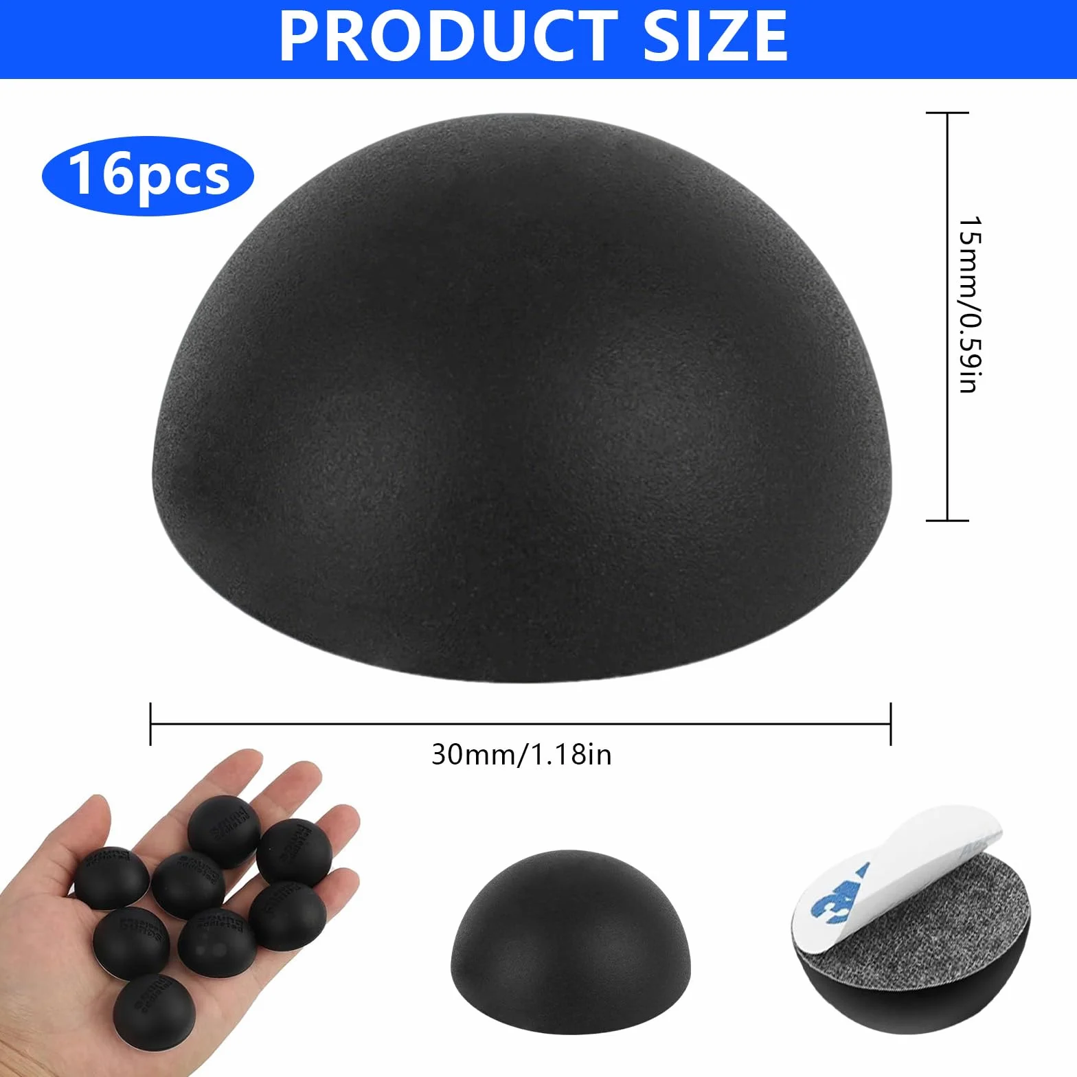 Pieds Autocollants en Silicone Anti Vibration 30mm x 15mm pour Haut Parleurs, Meubles (Noir)