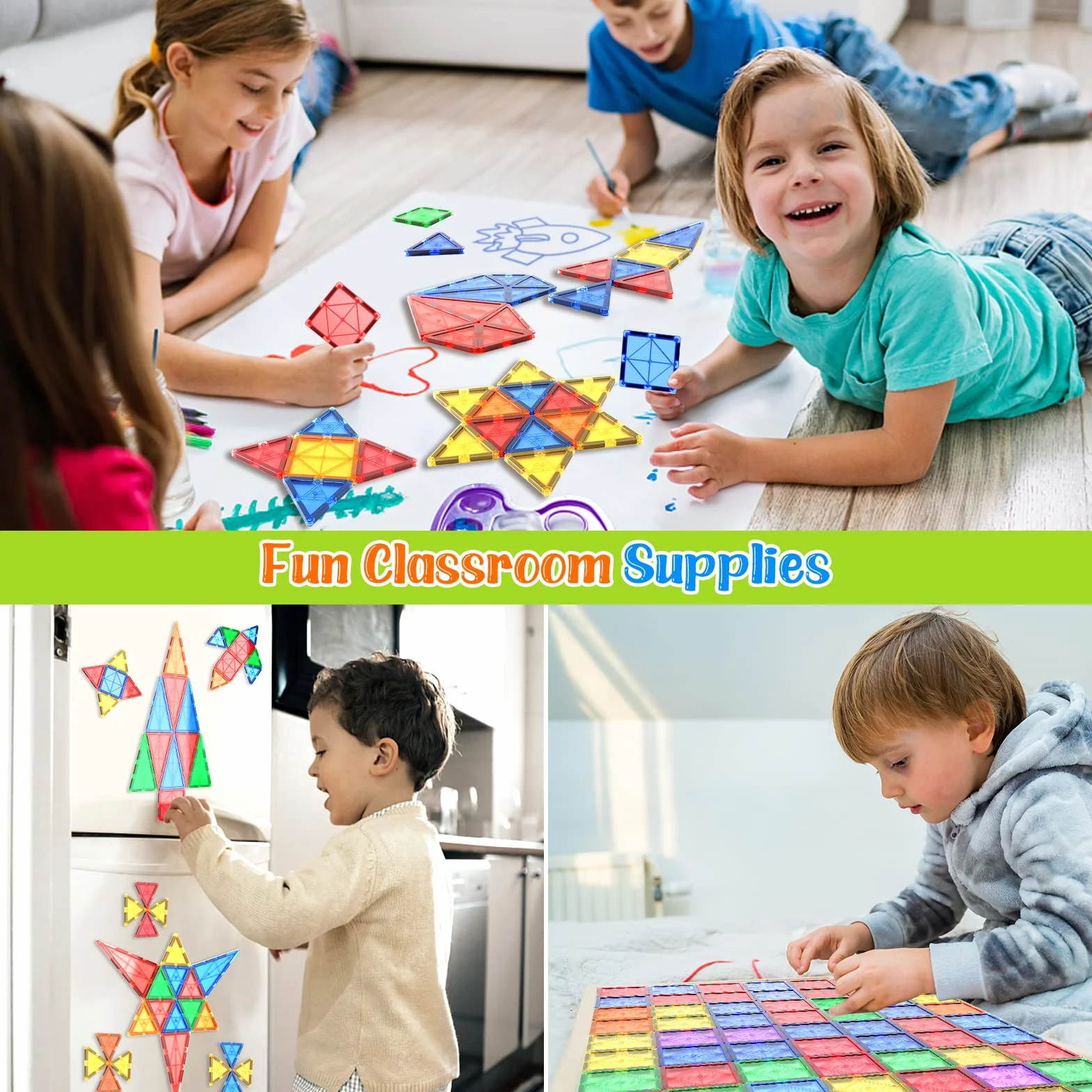Carreaux magnétiques Jouets de construction Montessori pour enfants 3+ ans