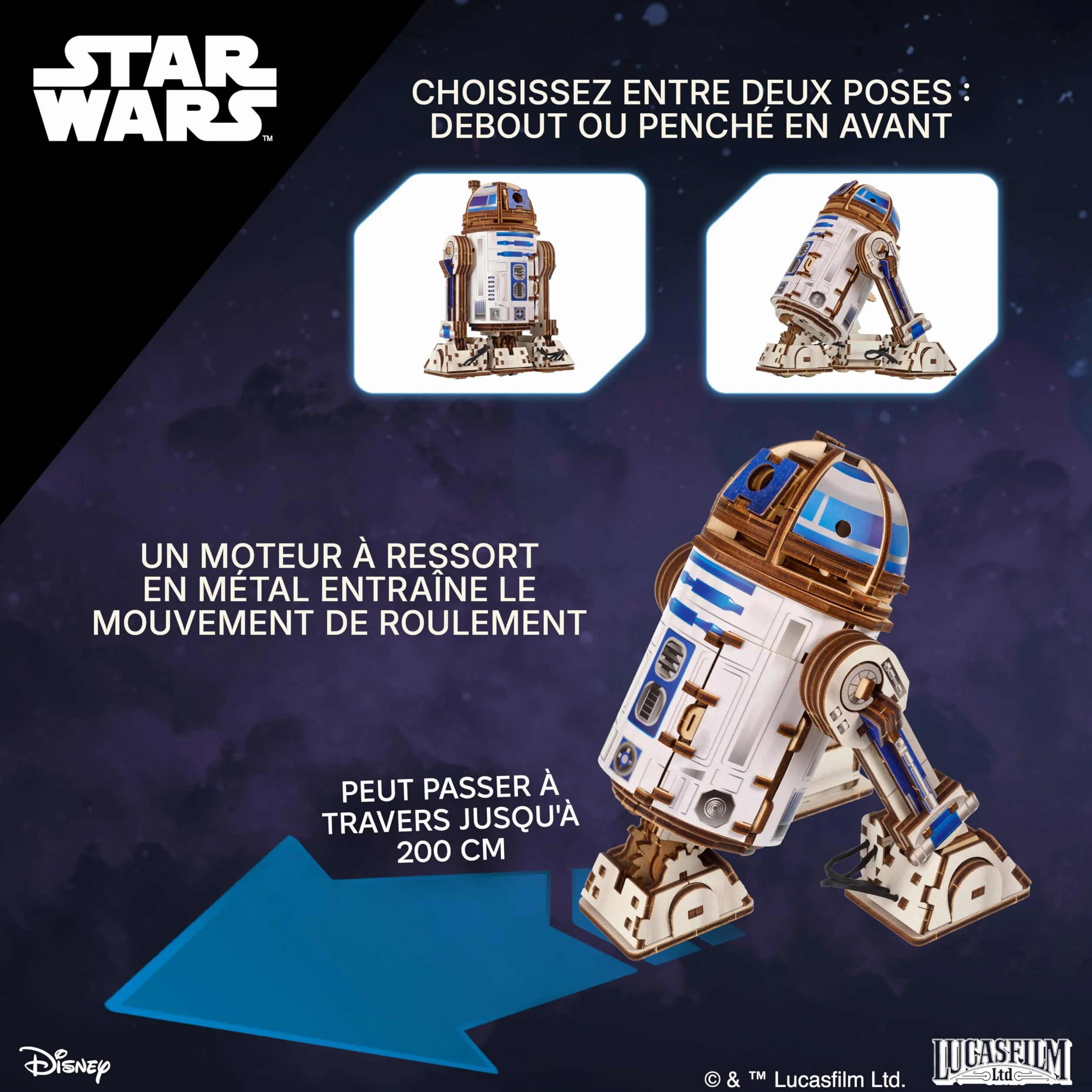 UGEARS Star Wars R2-D2 3D Puzzle Bois Adulte - Maquette en Bois a Construire, Puzzle 3D DIY