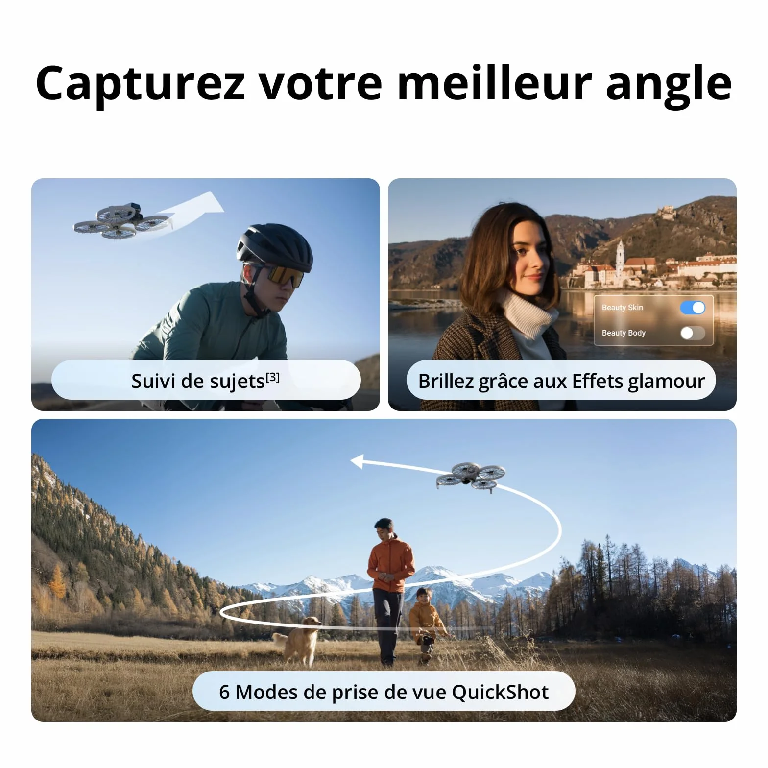 DJI Flip Bundle Fly More Drone Caméra 4K UHD radiocommande RC 2 avec écran trois batteries 93 min