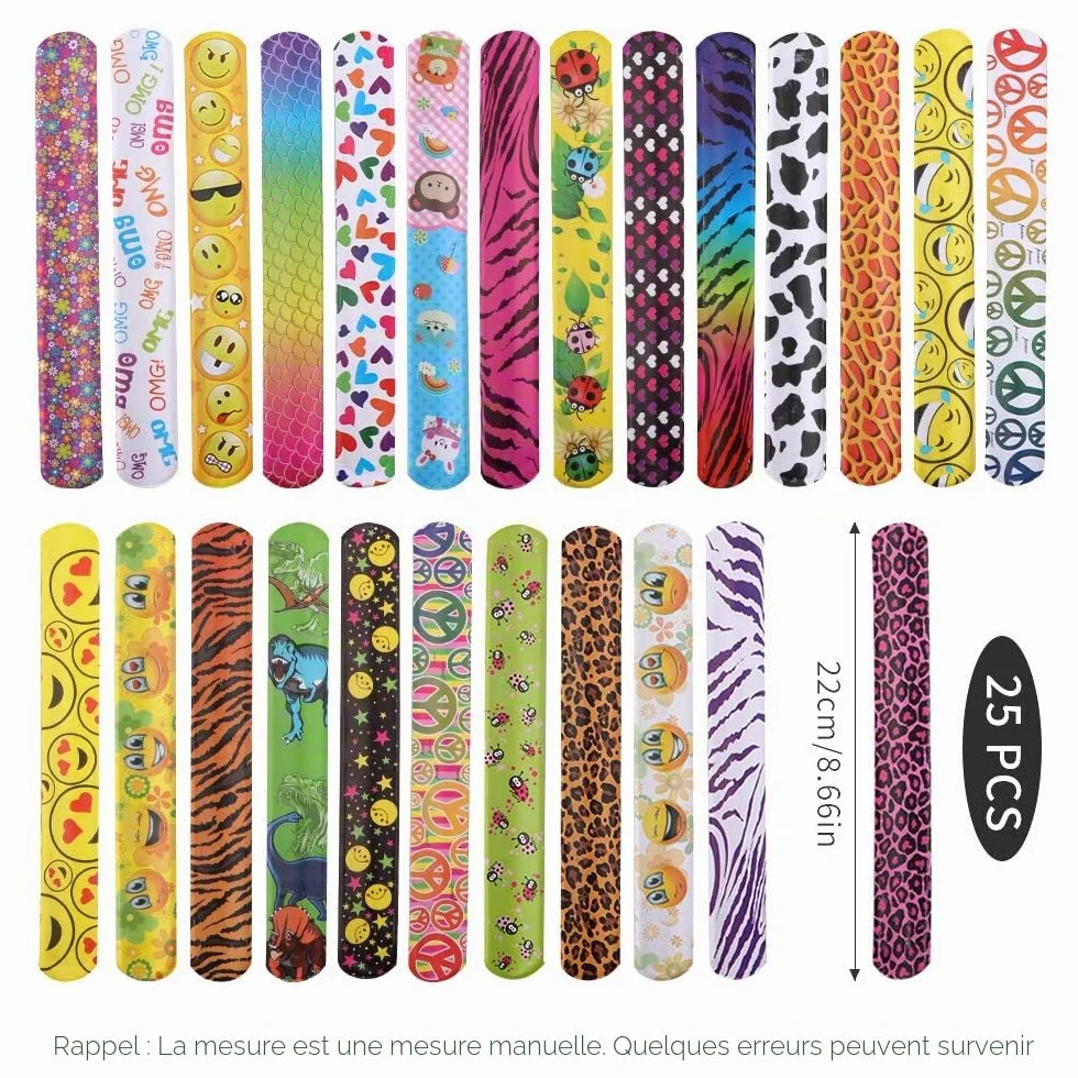 YiliYa Slap Bracelets 25 PCS Bracelets à Claquer pour Enfant Filles Garçons