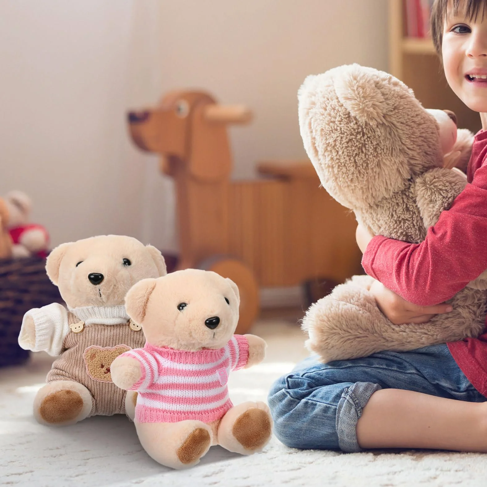 BESTonZON Vêtements pour Peluches Ours 30 Cm 2 Ensembles Confortables avec Pantalon À Bretelles Et Pull