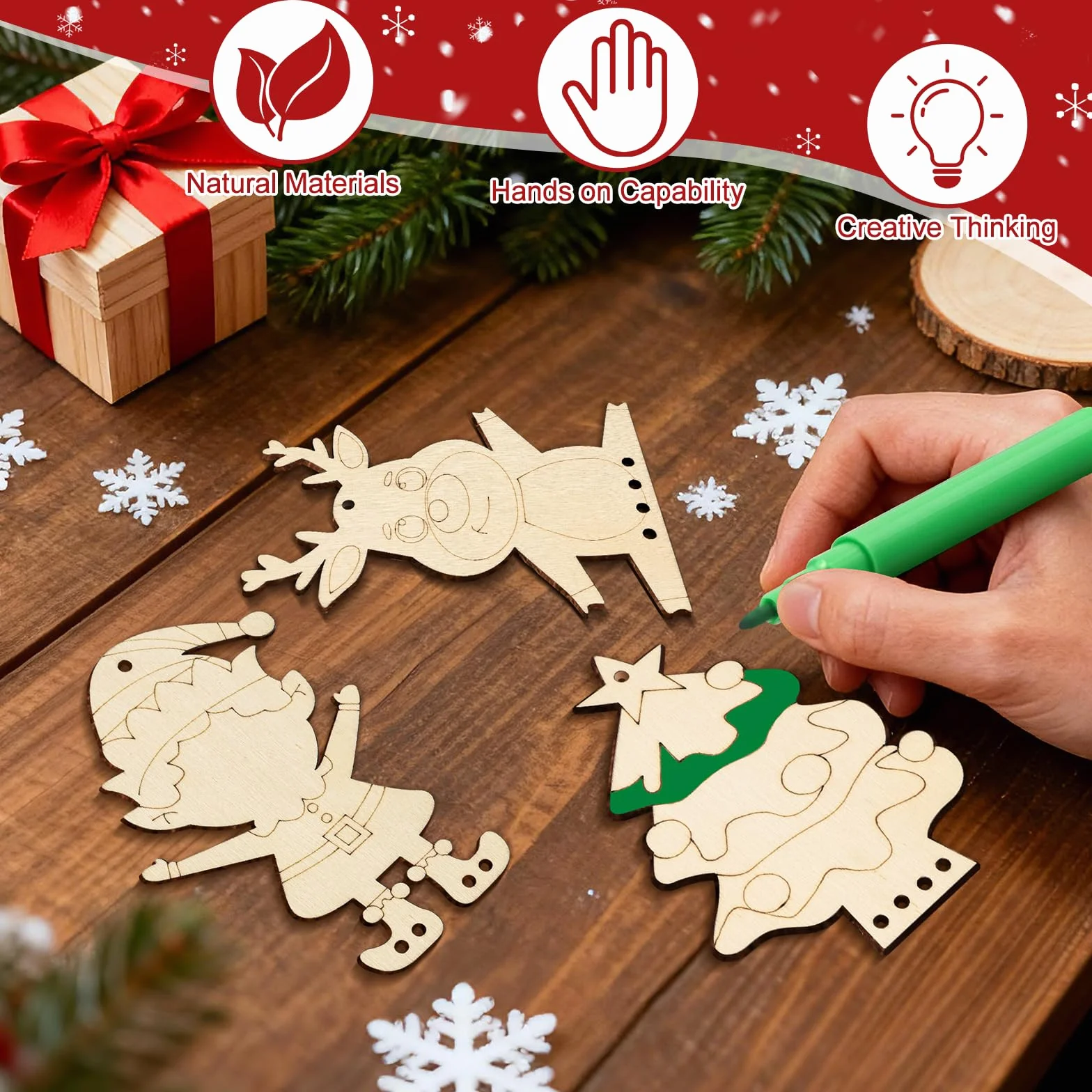 Carillons éoliens en Bois Noël Mispudin 15 Pcs Kit Fabrication, Carillon À Fabriquer Et Peindre
