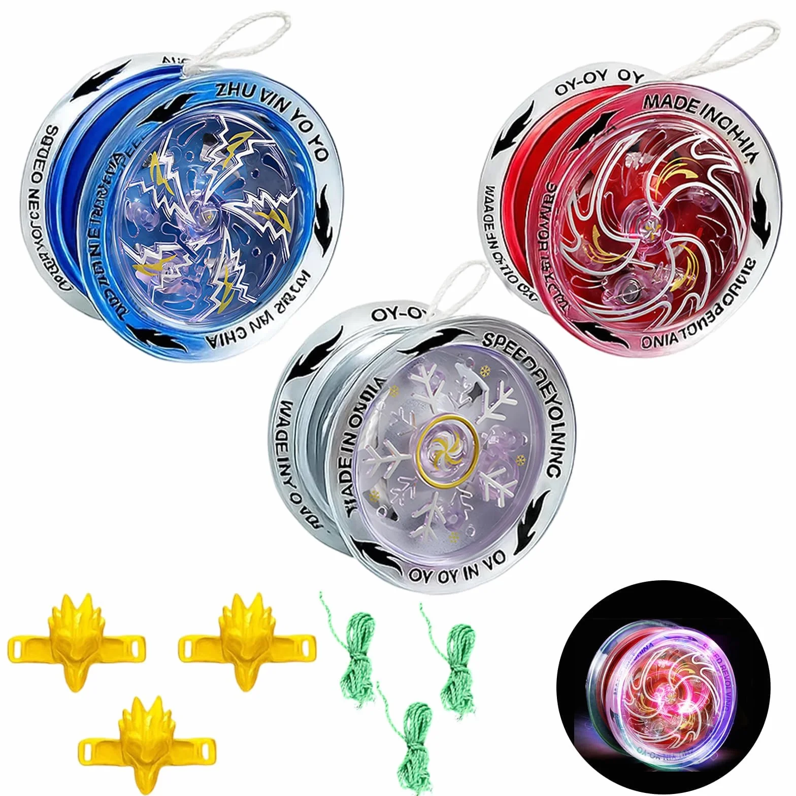 Yoyos Professionnel 3Pcs avec Corde Renforcée pour Débutants et Avancés