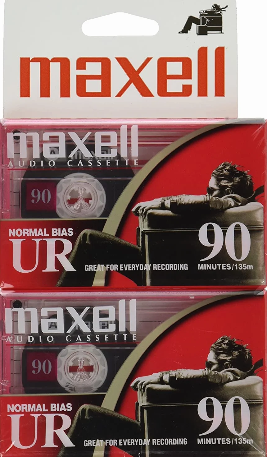Maxell Lot de 2 Cassettes Audio UR-90 Noir 60 Min IEC Type 1