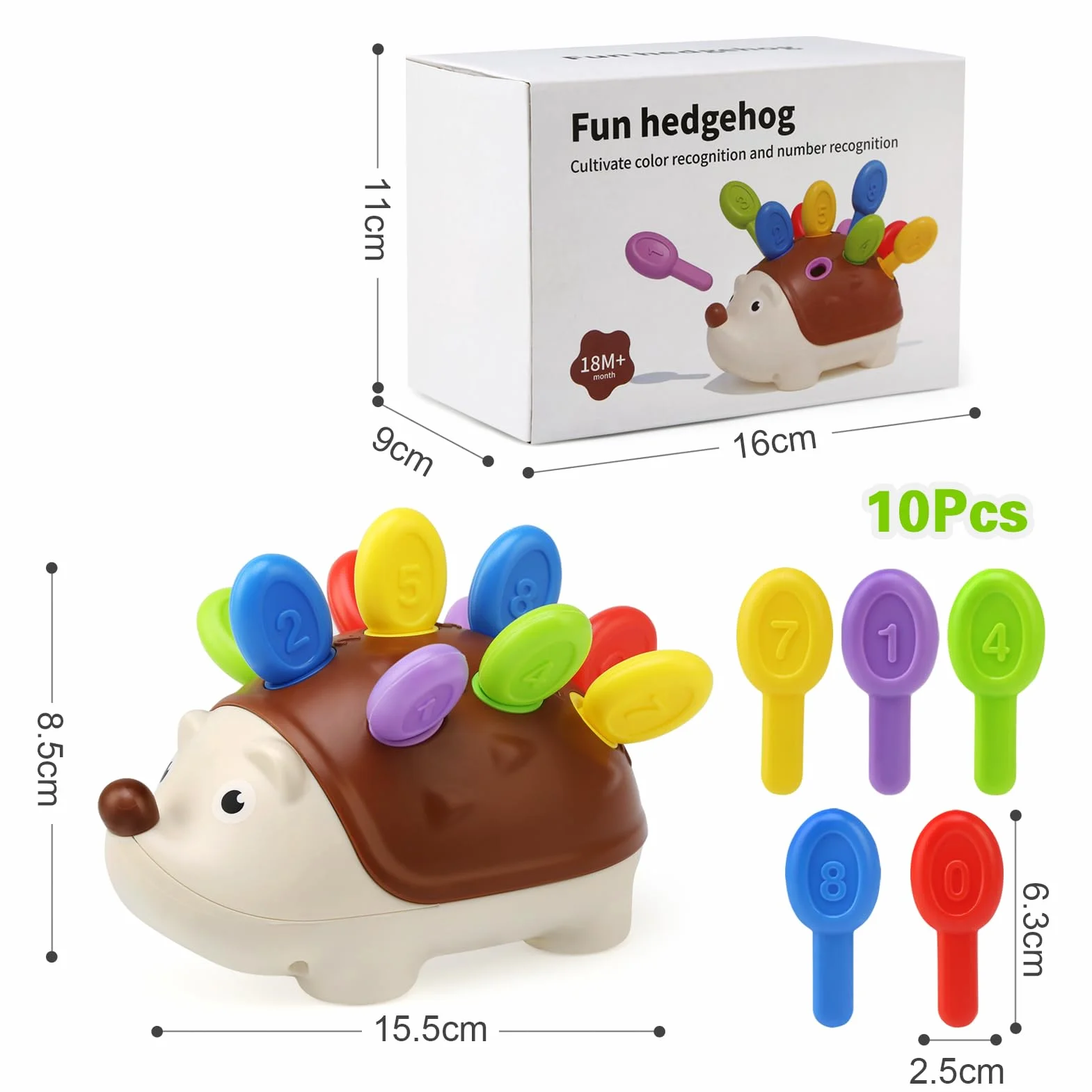 Jouet Montessori 18 Mois, Hérisson Jouet de Tri Sensoriel Motricité Fine, Jeux Éducatif Apprendre Compter Couleurs, Cadeau Enfants 2 3 Ans