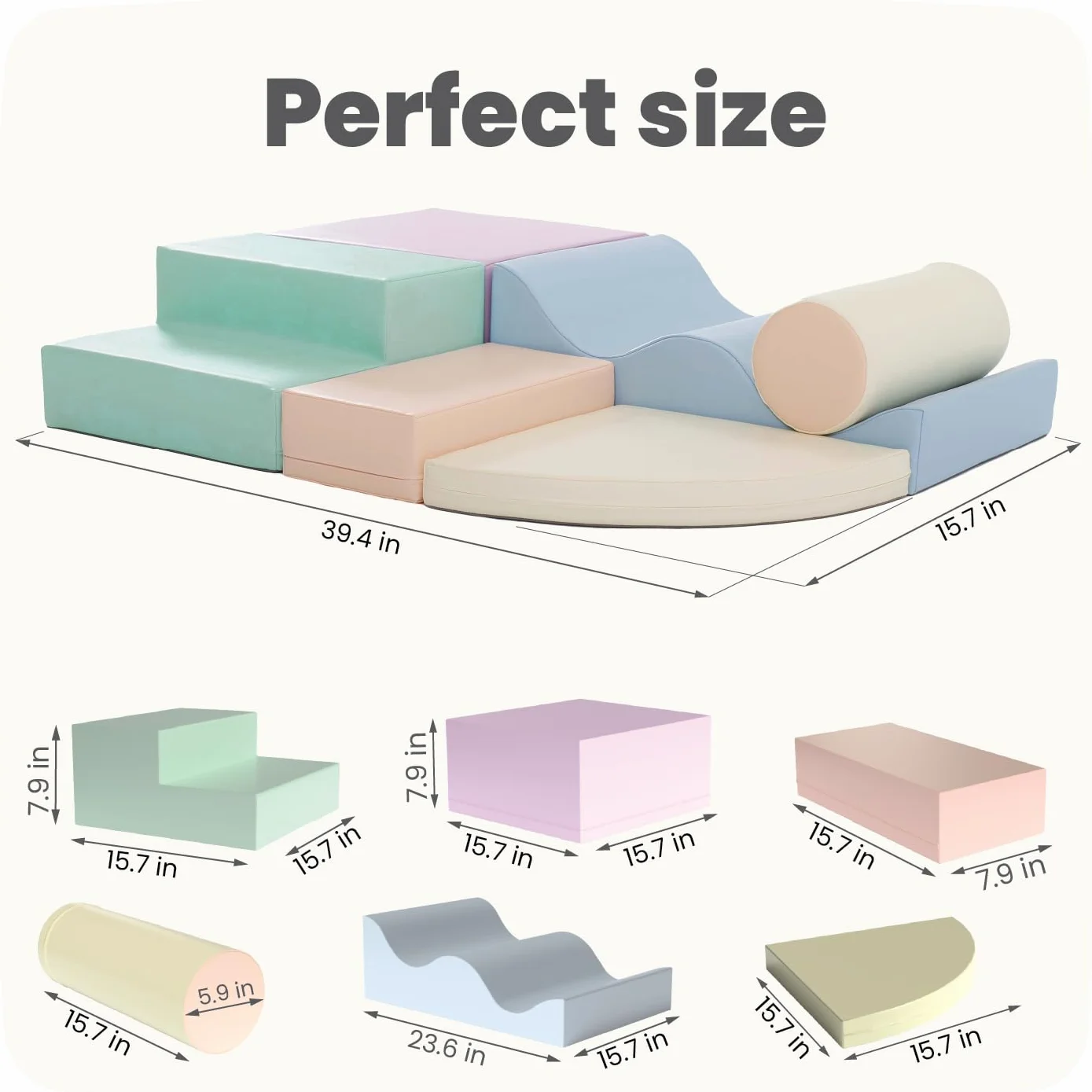 IGLU Soft Play Explorer Montessori 6 Modules de Motricité en Mousse Toboggan d’Intérieur pour Bébé et Enfant (Pastel)