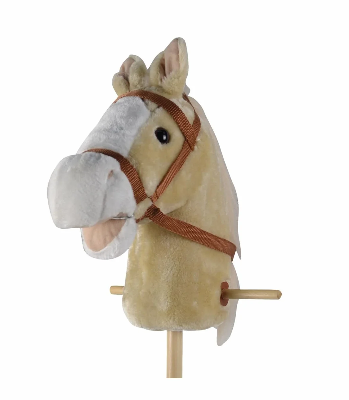 Tête de Cheval avec bâton Deluxe - Jouet Cheval avec Sons et Roulettes - Marron Clair - Hauteur 90 cm