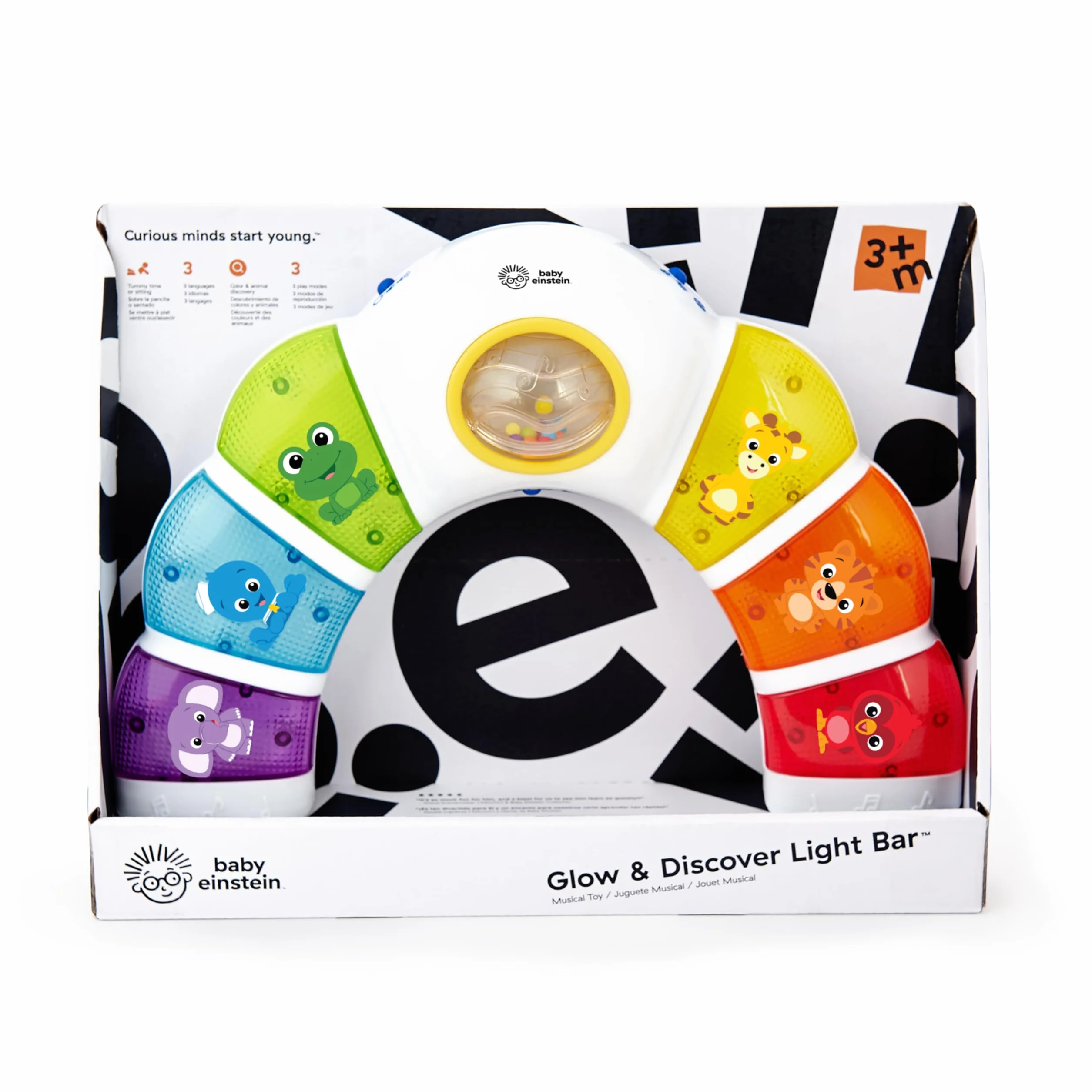 Baby Einstein Glow & Discover Light Bar Jouet Musical Piano d’activités avec Lumières Musique Hochet Multilingue 3 Mois+