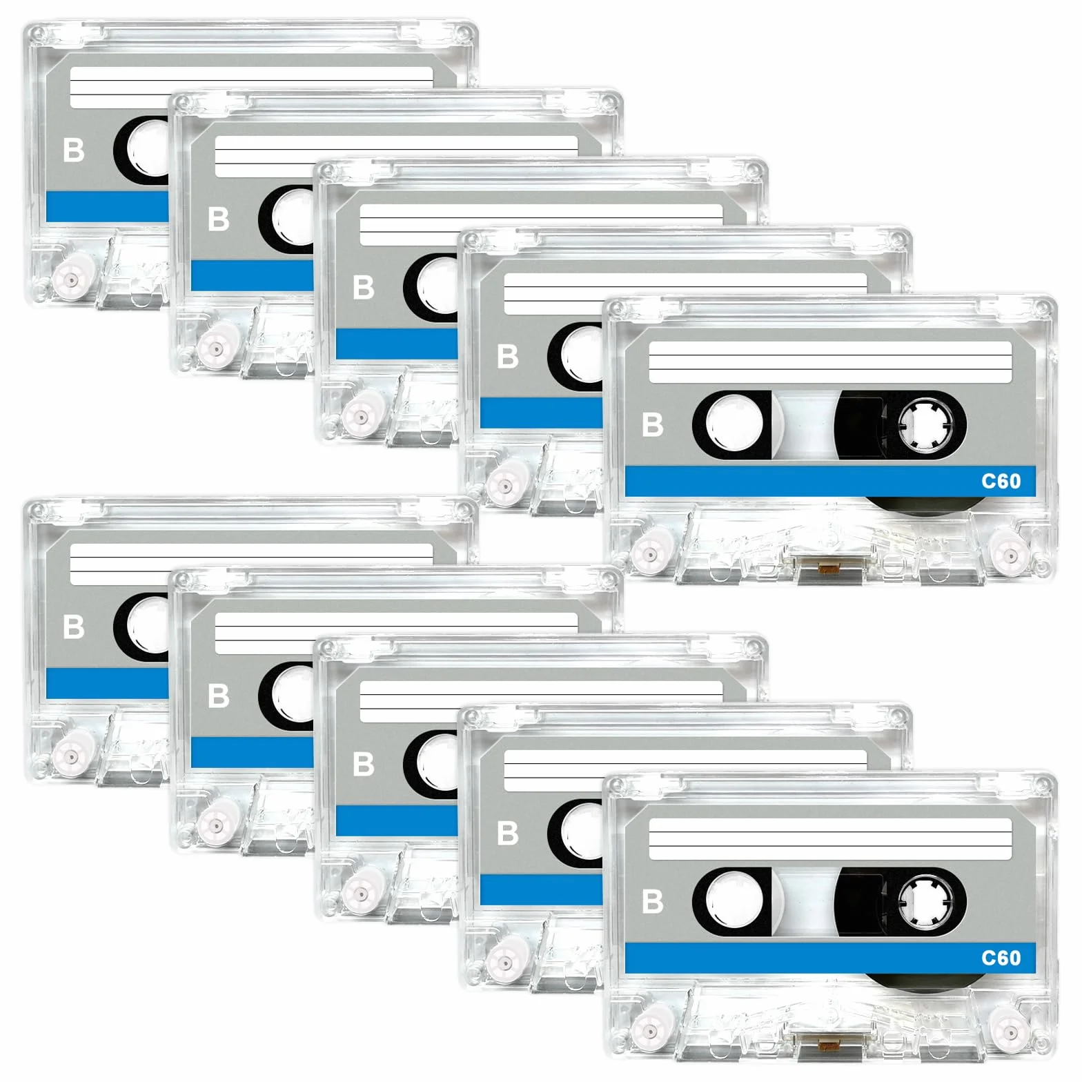 Sporgo Lot de 10 cassettes audio vides 60 min haute performance faible bruit