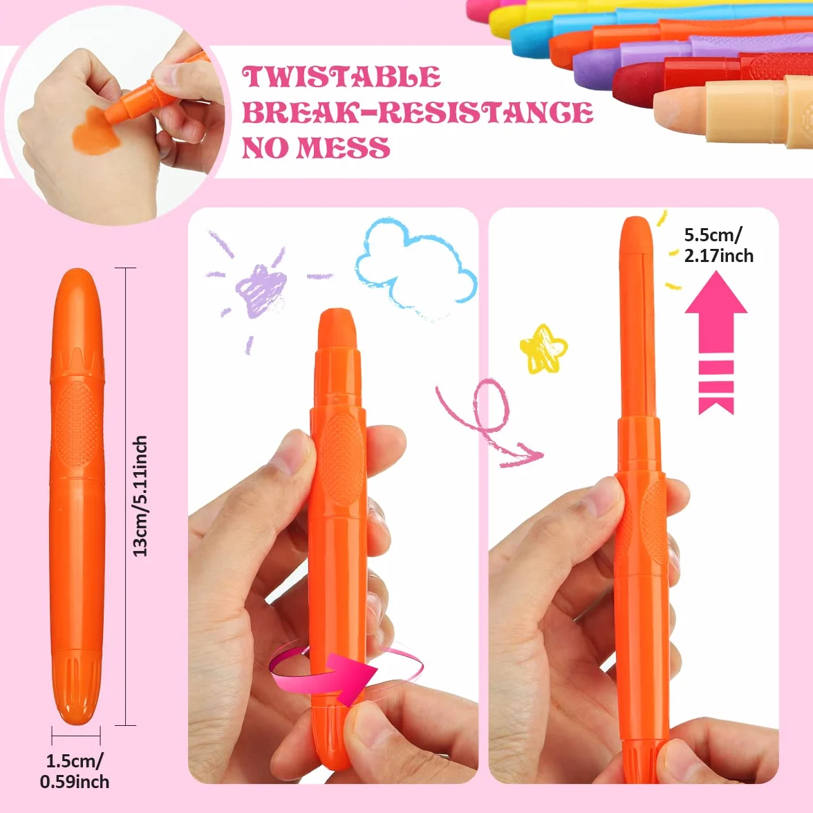 Visage Peinture 12 Couleurs Crayon Maquillage Enfant Non-Toxique Lavable Maquillage Carnaval Peinture Corporelle
