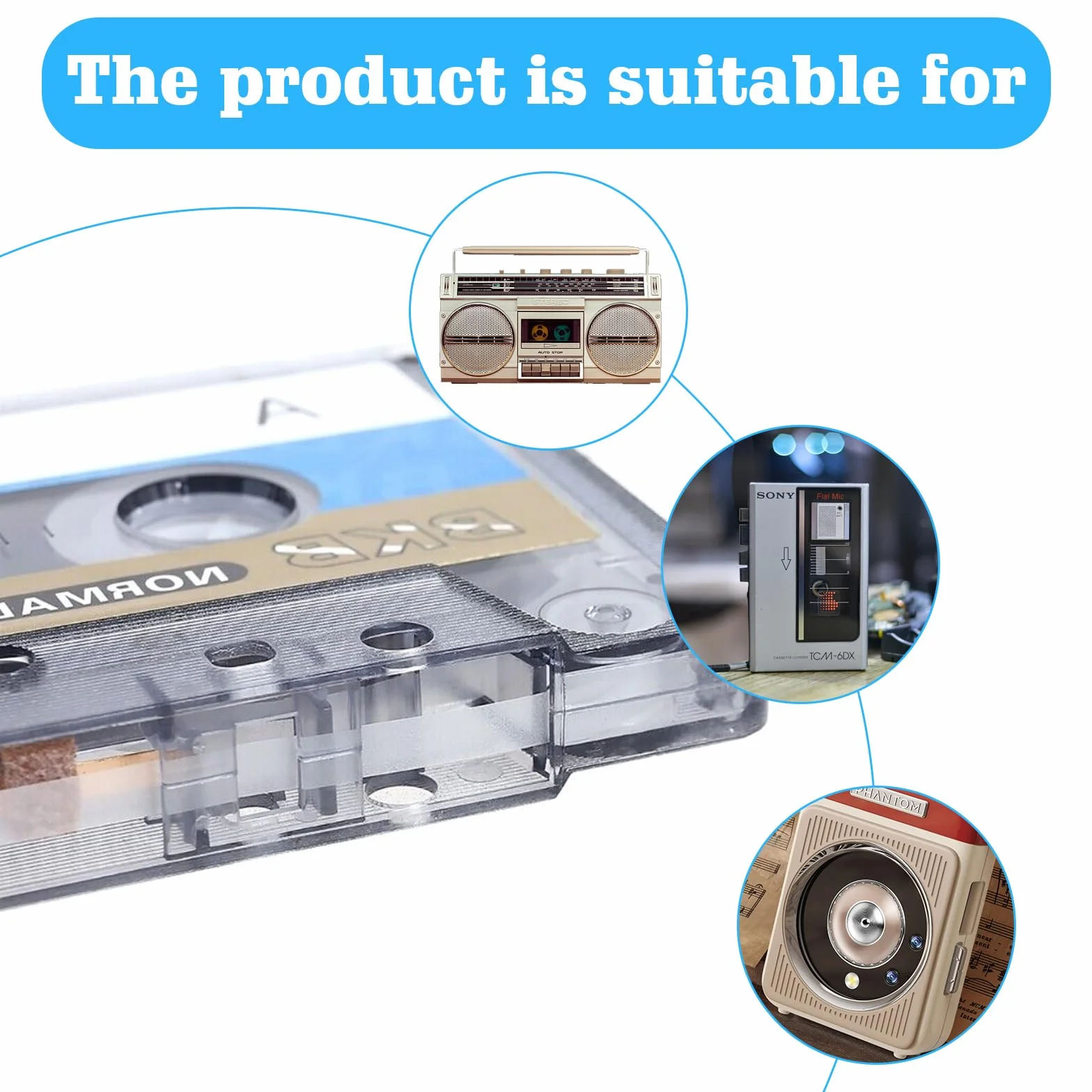 HOMURY 10 cassettes audio vides 60 minutes faible bruit étui plastique transparent
