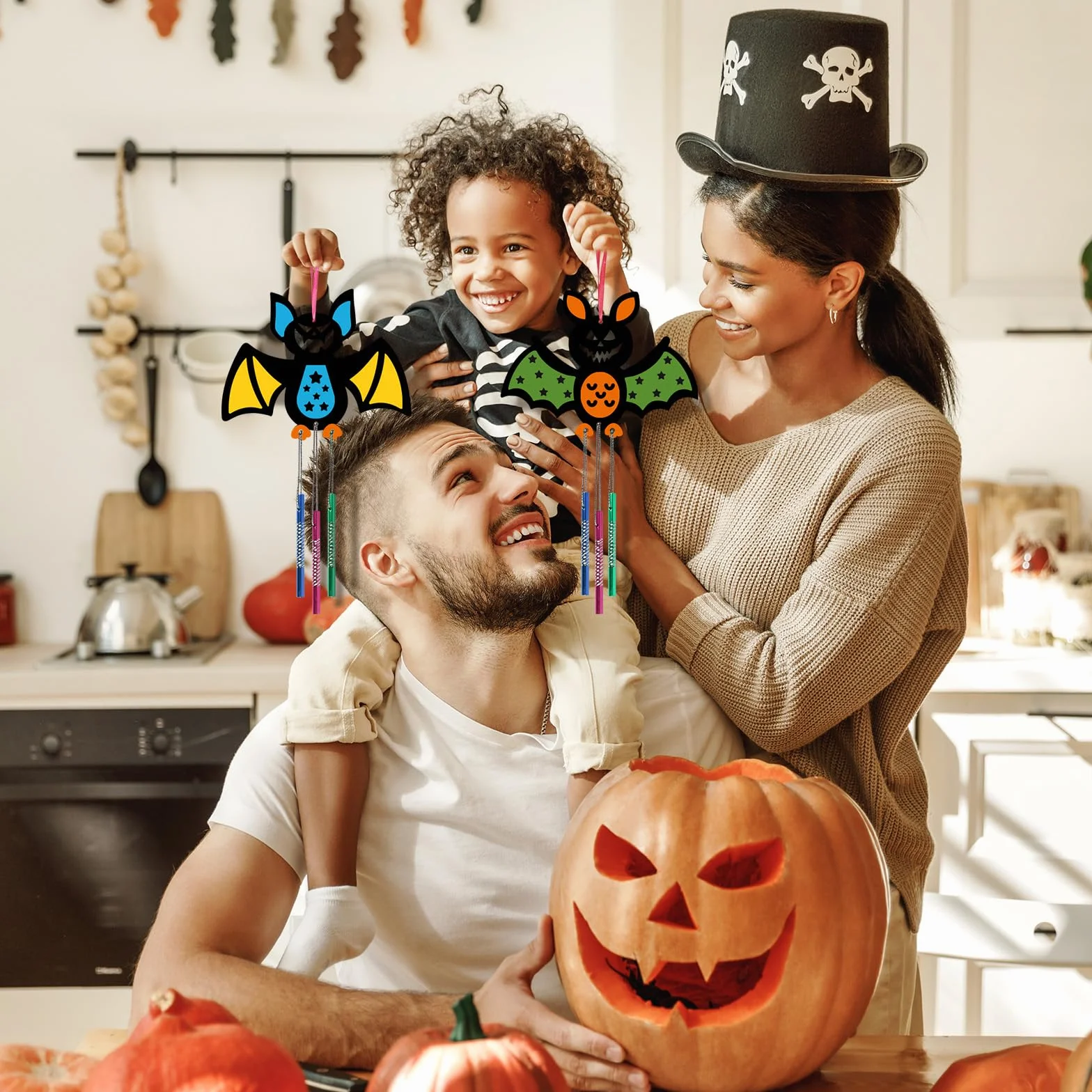 Bricolage Carillons Vent de Chauves-Souris en Bois à Colorer pour Enfants Halloween Activité Manuelle 9 Kits