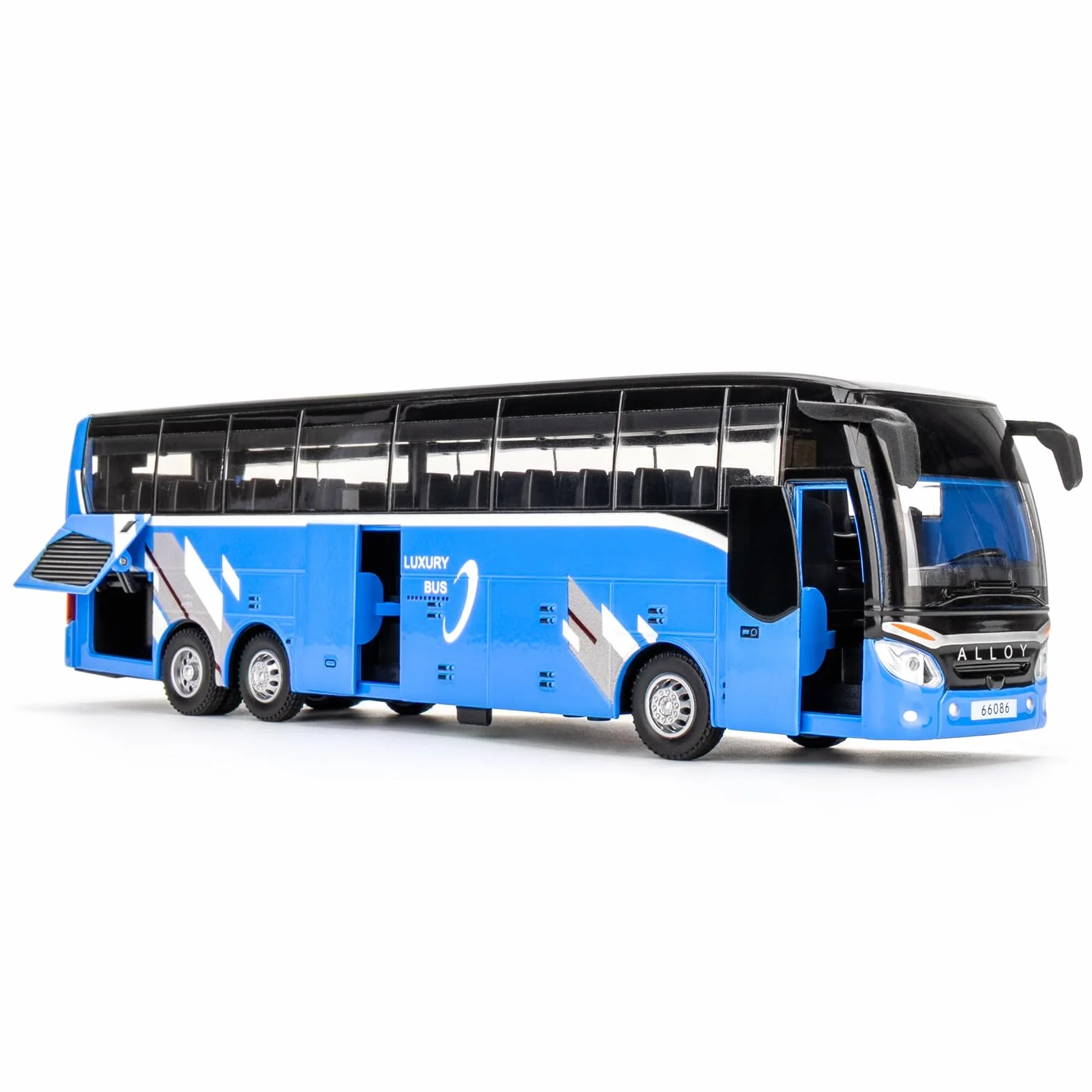 Voiture miniature bus de luxe 1/30 alliage zinc son lumière collectionneurs enfants 3 ans cadeau anniversaire bleu