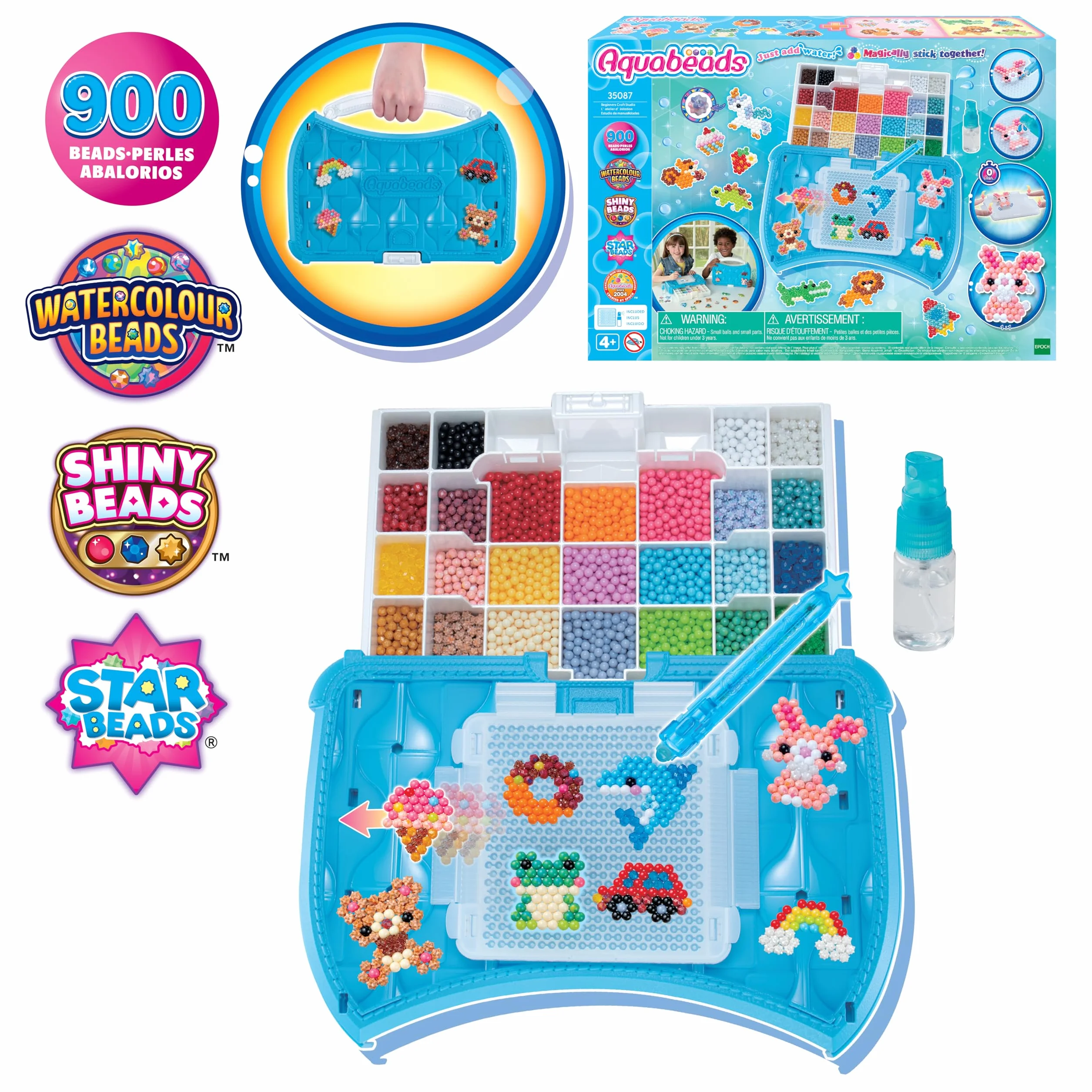Aquabeads L'atelier d'initiation Kit de Loisirs créatifs Coffret de Perles Qui collent avec de l'eau Jouet Enfant 4 Ans 35087