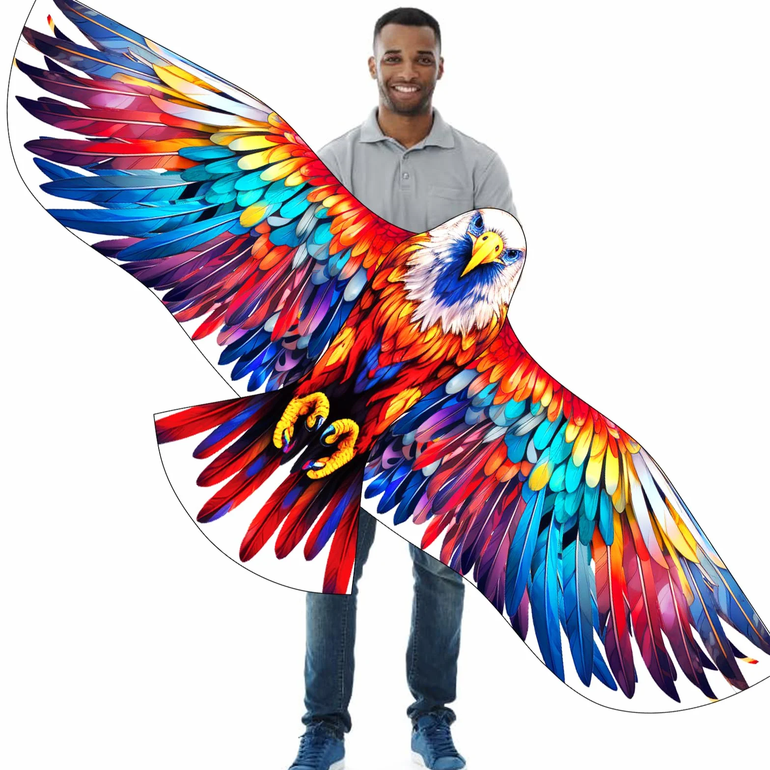 Cerf-Volant D’Aigle Coloré pour Enfants et Adultes, Facile à Voler, Conception de Structure Unique