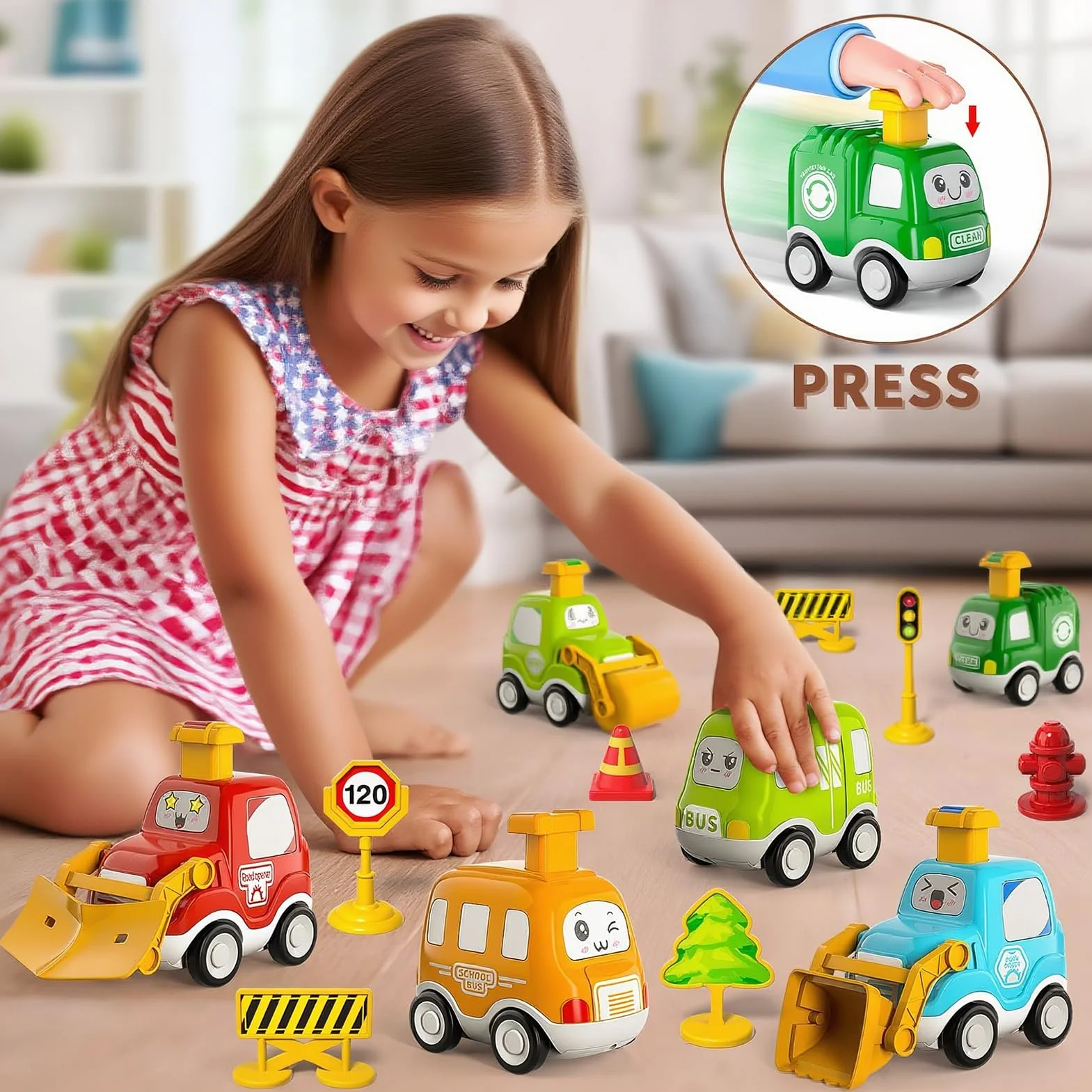 Ensemble de Jouets de Voitures 10 pièces - Voitures à Tirer en Arrière pour Enfants 1 an+