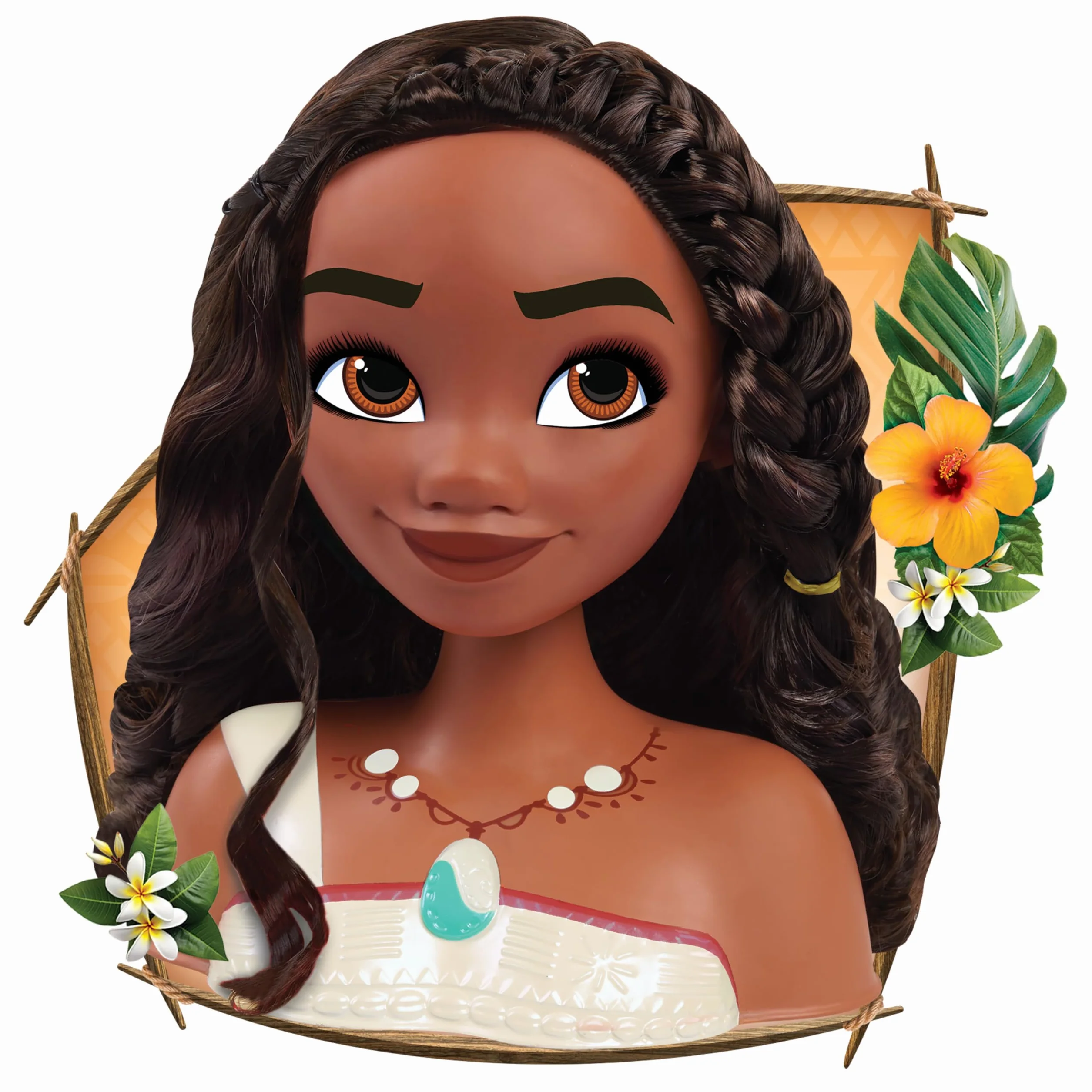 Just Play Tête à coiffer Vaiana 2 Princesses Disney 7 Accessoires Jeux d’Imitation Jouets pour Enfants de 3 Ans et Plus