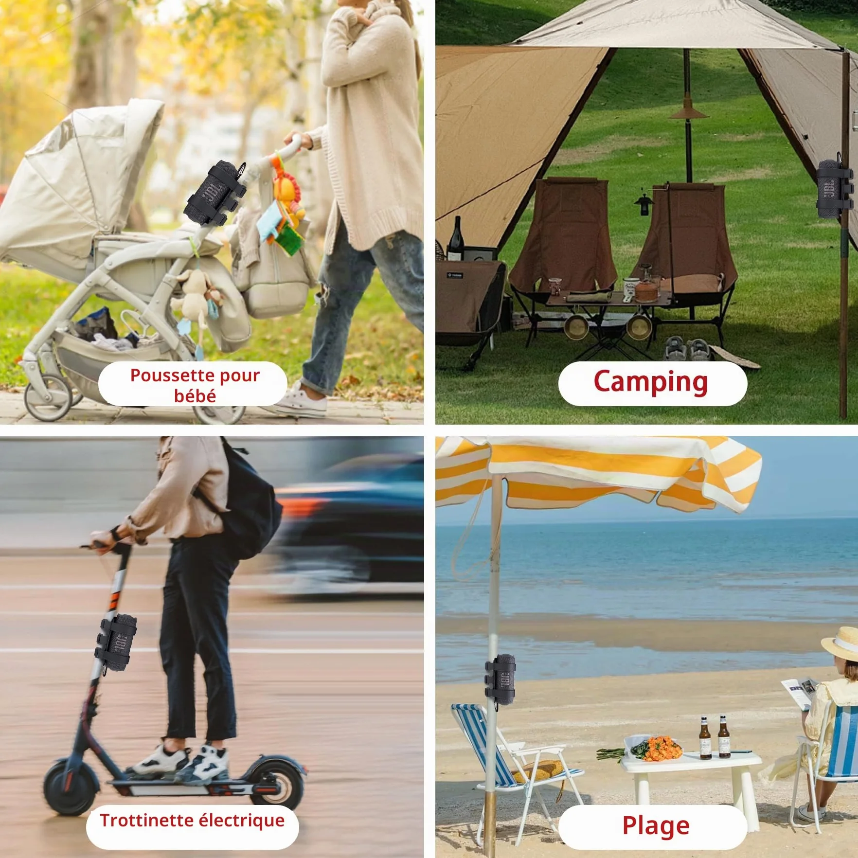 co2CREA Haut-Parleur Portable Bluetooth Sangle réglable pour Extérieur Support Barre Chariot Golf Garde-Corps Vélo Bateau