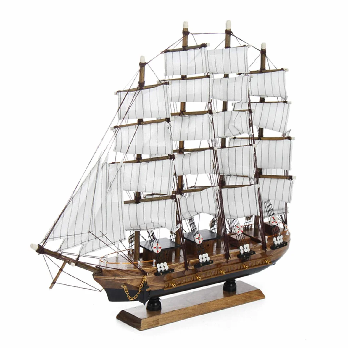 CCChaRLes 50Cm À La Main En Bois Bateaux À Voile Modèle Assemblée Nautique Navire Schooner Bateau Décorations Cadeau