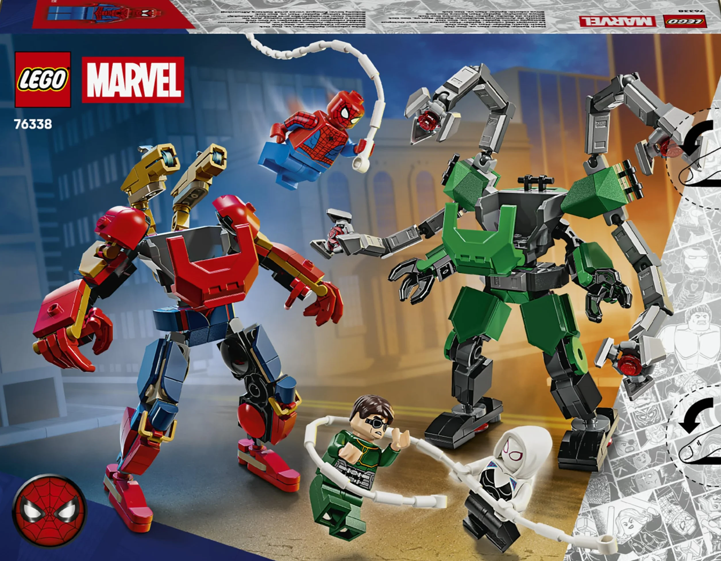 LEGO Marvel Le Combat des Robots Spider-Man contre Docteur Octopus Jouet Super-Héros 2 Figurines Action 3 Minifigurines 76338