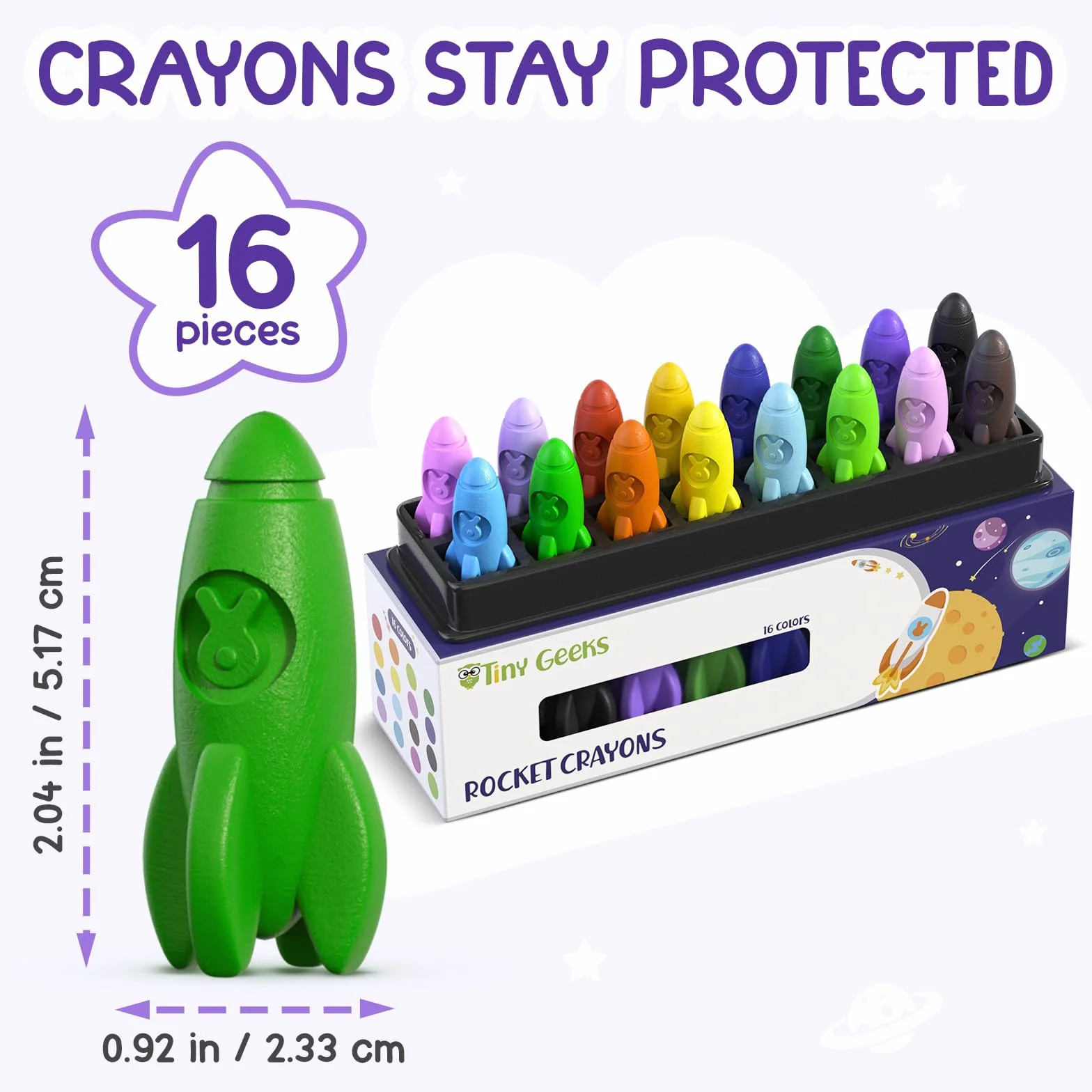 TinyGeeks Crayons Non Toxiques Lavables pour Enfants 3-8 Ans - Crayon Bebe Faciles à Tenir