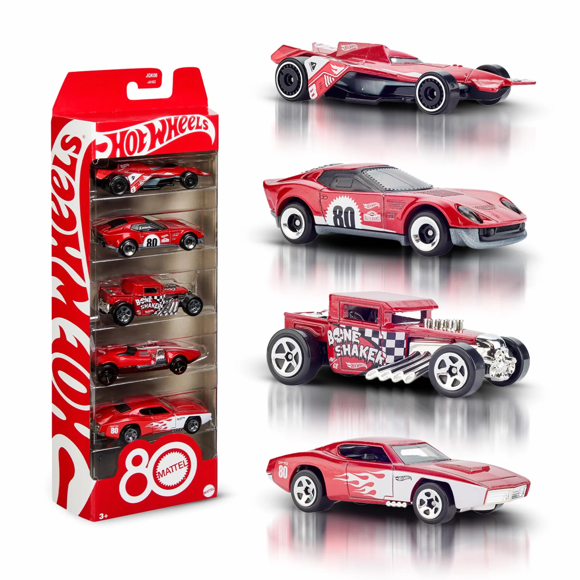 Hot Wheels Mattel Coffret 5 Véhicules 80 Ans Voitures Échelle 1/64 JGK08