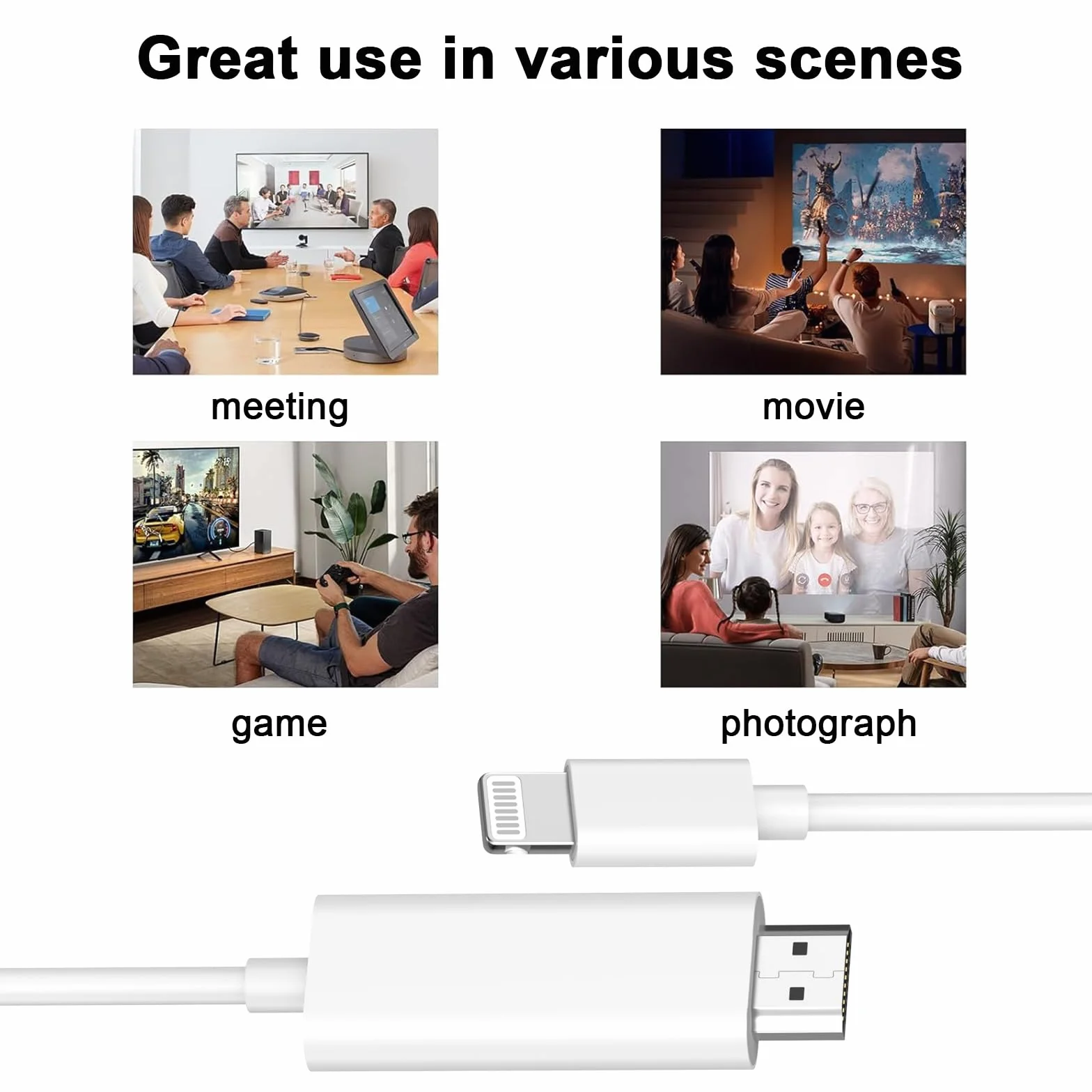 Certifié Apple MFi Adaptateur câble Lightning vers HDMI Apple pour iPhone 14 13 12 11 XS XR X 8 TV projecteur
