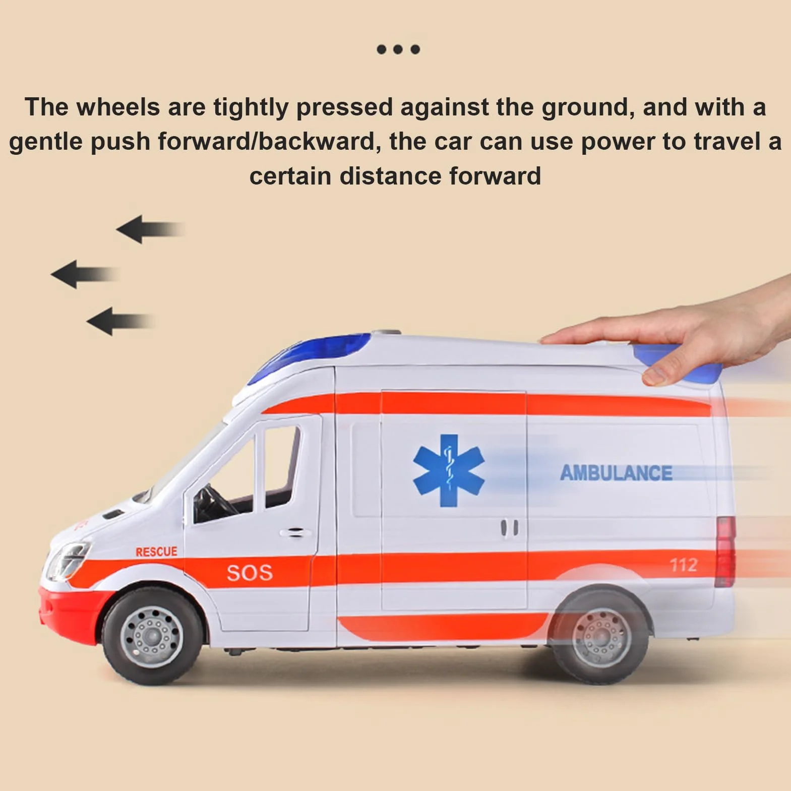 Jouet d'ambulance Pp véhicule de sauvetage d'urgence avec civière panneau arrière ouvrant lumières sons