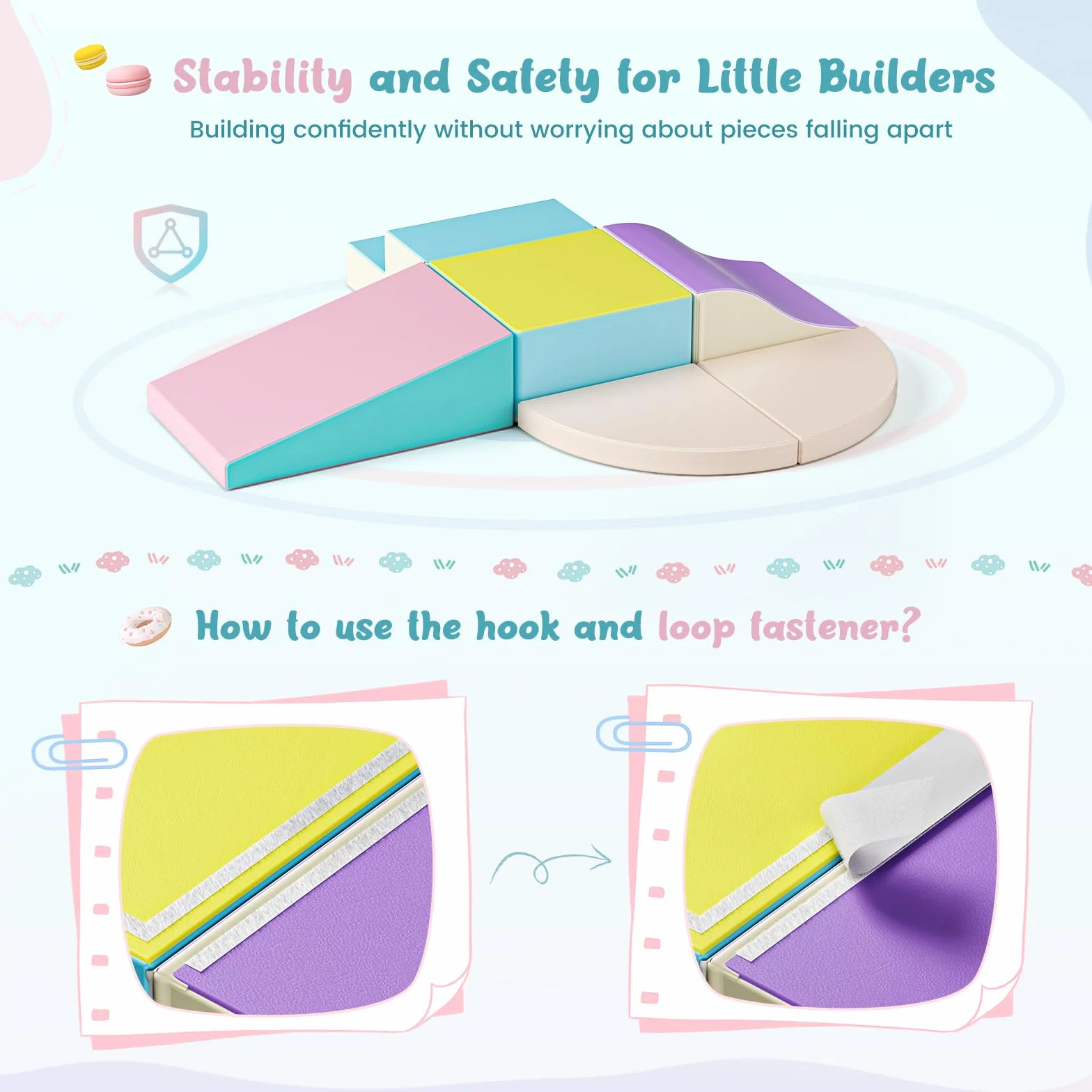 Blocs de Construction Souples en Mousse, Jouets d’Éveil Motricité pour Bébés 12–36 Mois, Antidérapants