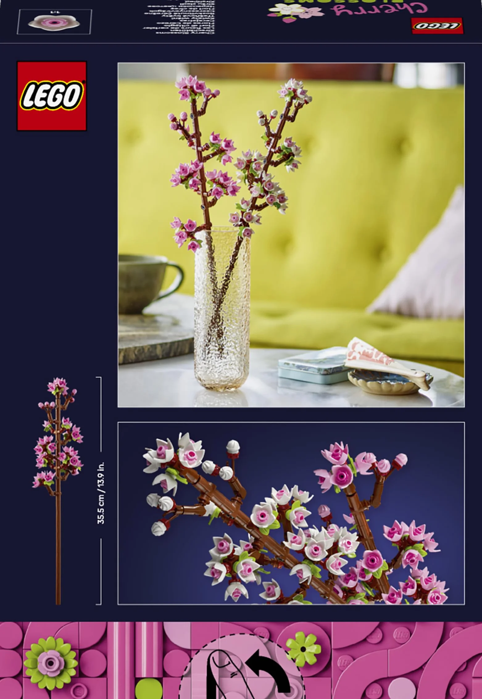 LEGO Botanicals Les Fleurs de Cerisier 40725 Jouet de Construction Fleurs Artificielles Décoration Florale Maison Bureau Cadeau Nature Fille 8 Ans