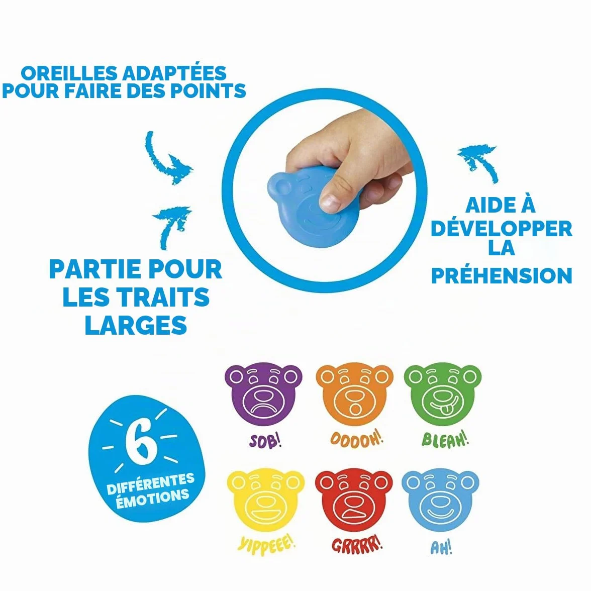 Carioca Lot de 6 crayons de cire en forme d’ourson Multicolore