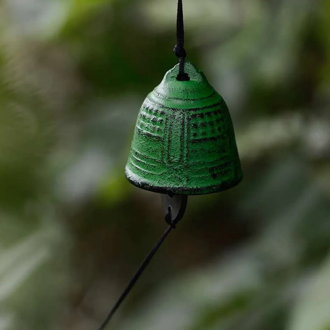 Carillon à Vent Japonais en Fer Cloche de Temple Verte