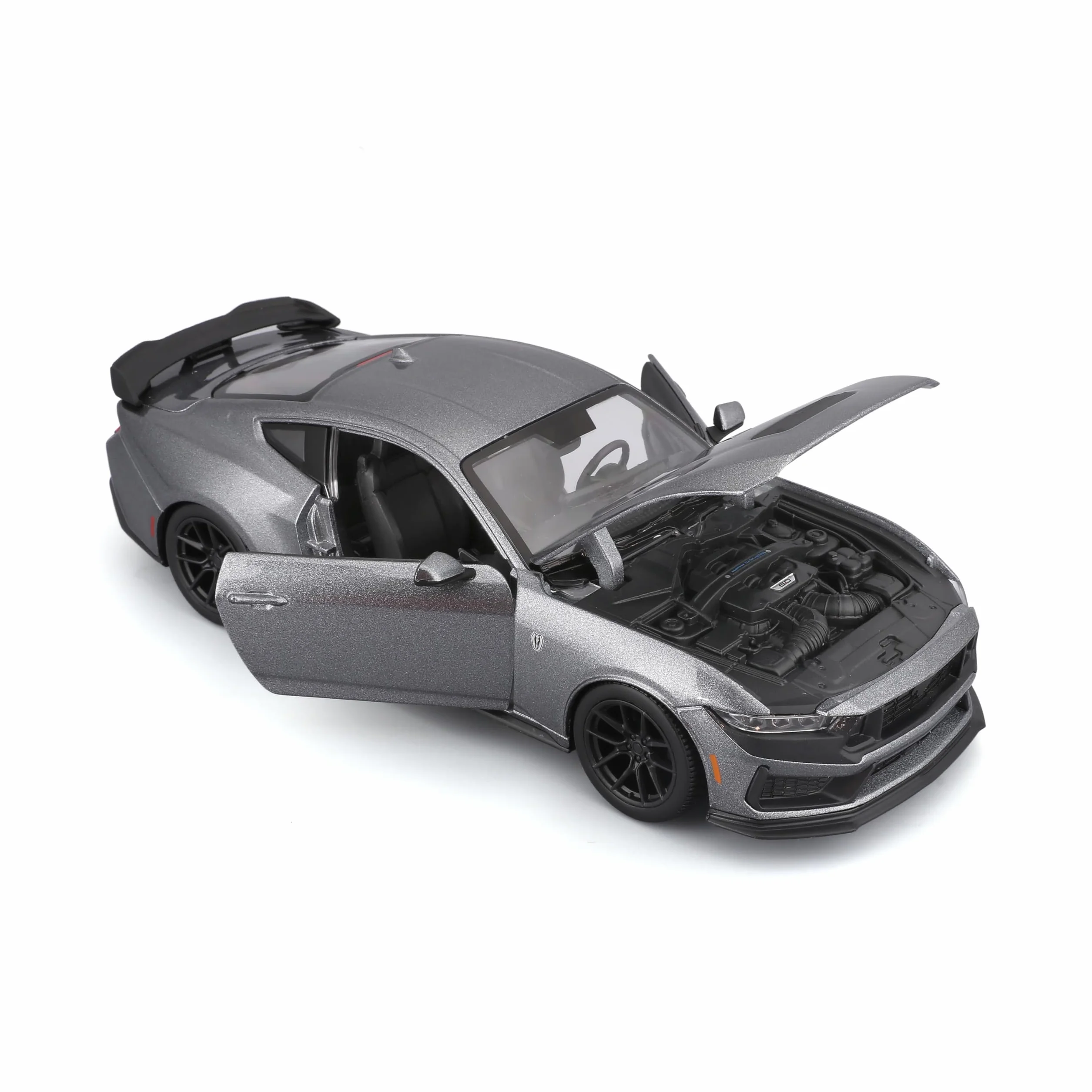 Maisto Ford Mustang Dark Horse 2024 1:24 Diecast Voiture Gris métallisé Portes Capot ouvrants Licence Officielle Ford