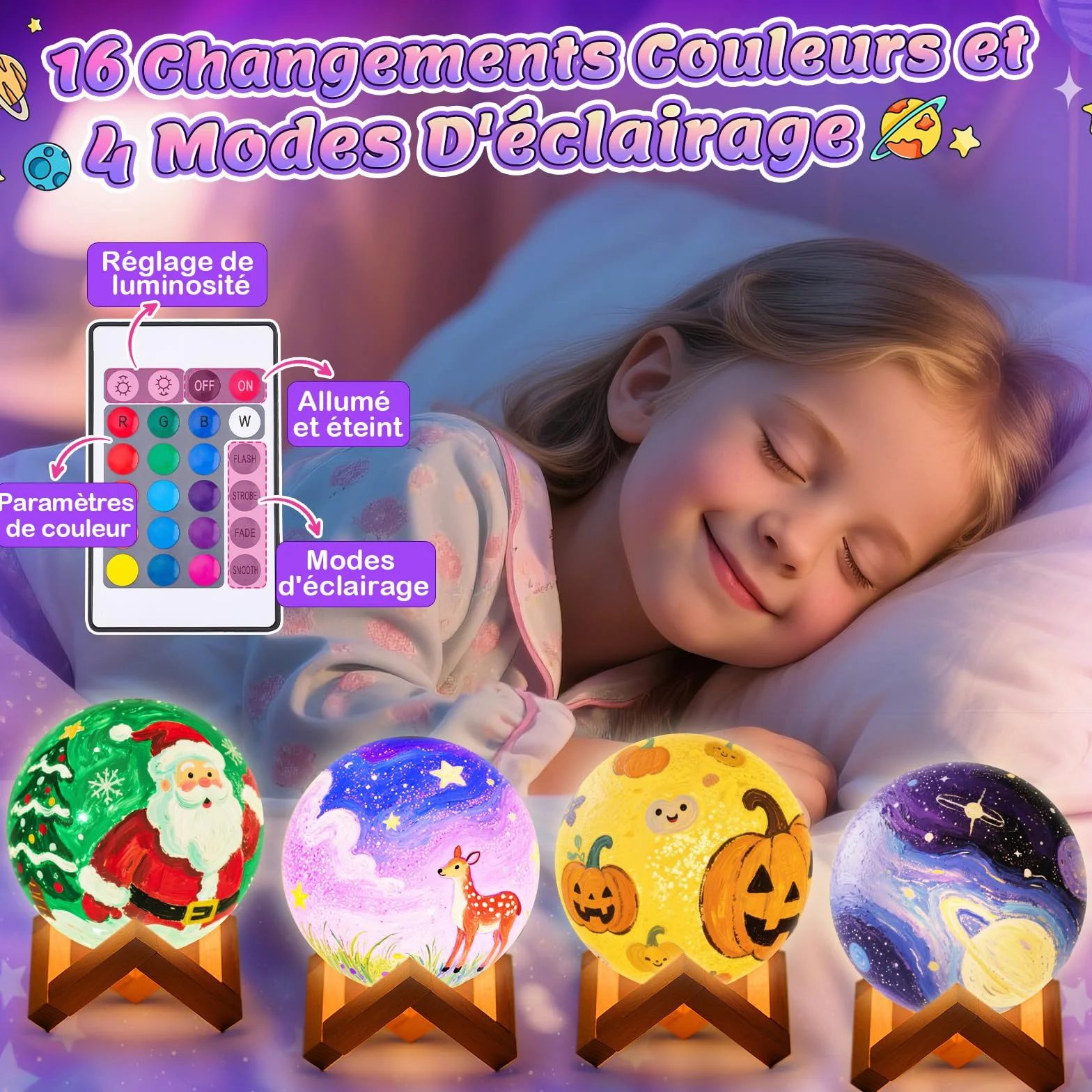 Kit Peinture Lampe Lune pour Enfant: Cadeau Anniversaire Fille 6-12 Ans Bricolage Veilleuse Deco Chambre
