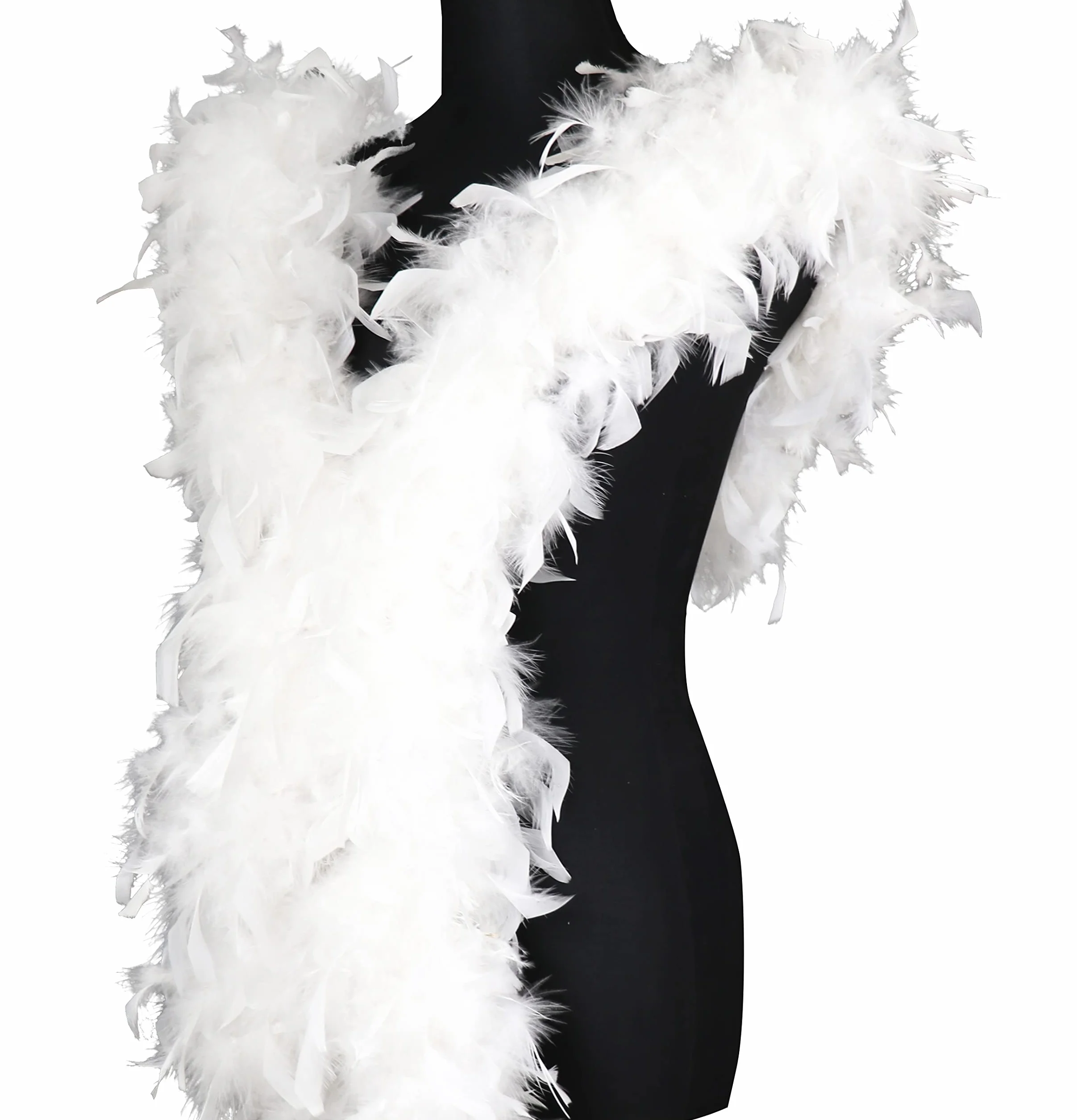 Boa en plumes de marabout blanches 1,8 m 100 g pour adulte