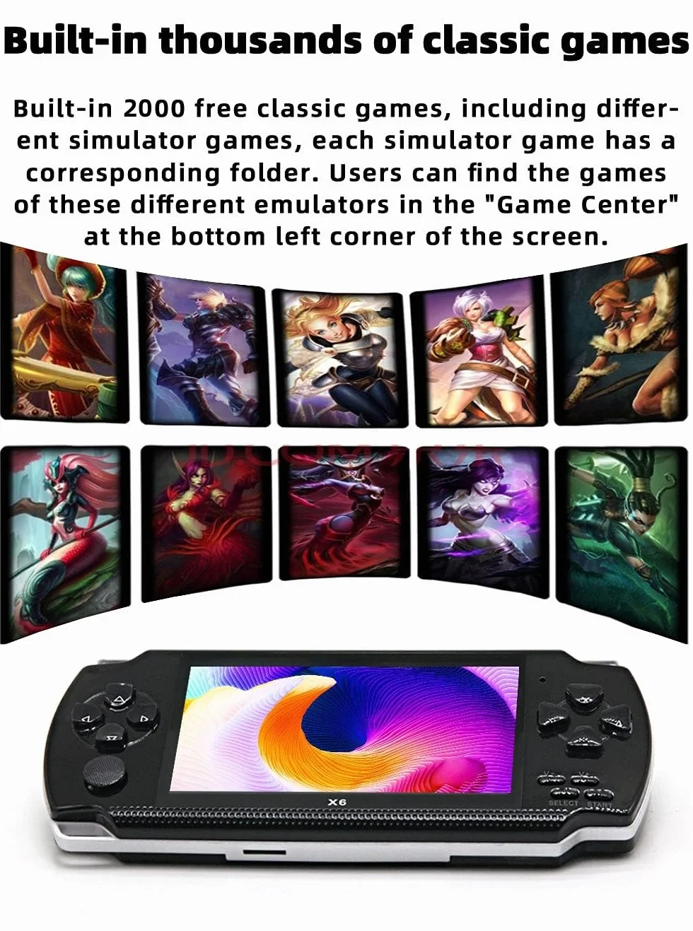 JXD X6 4,3 Pouces Console de Jeu Portable Compatible avec Plusieurs Simulateurs Sortie TV