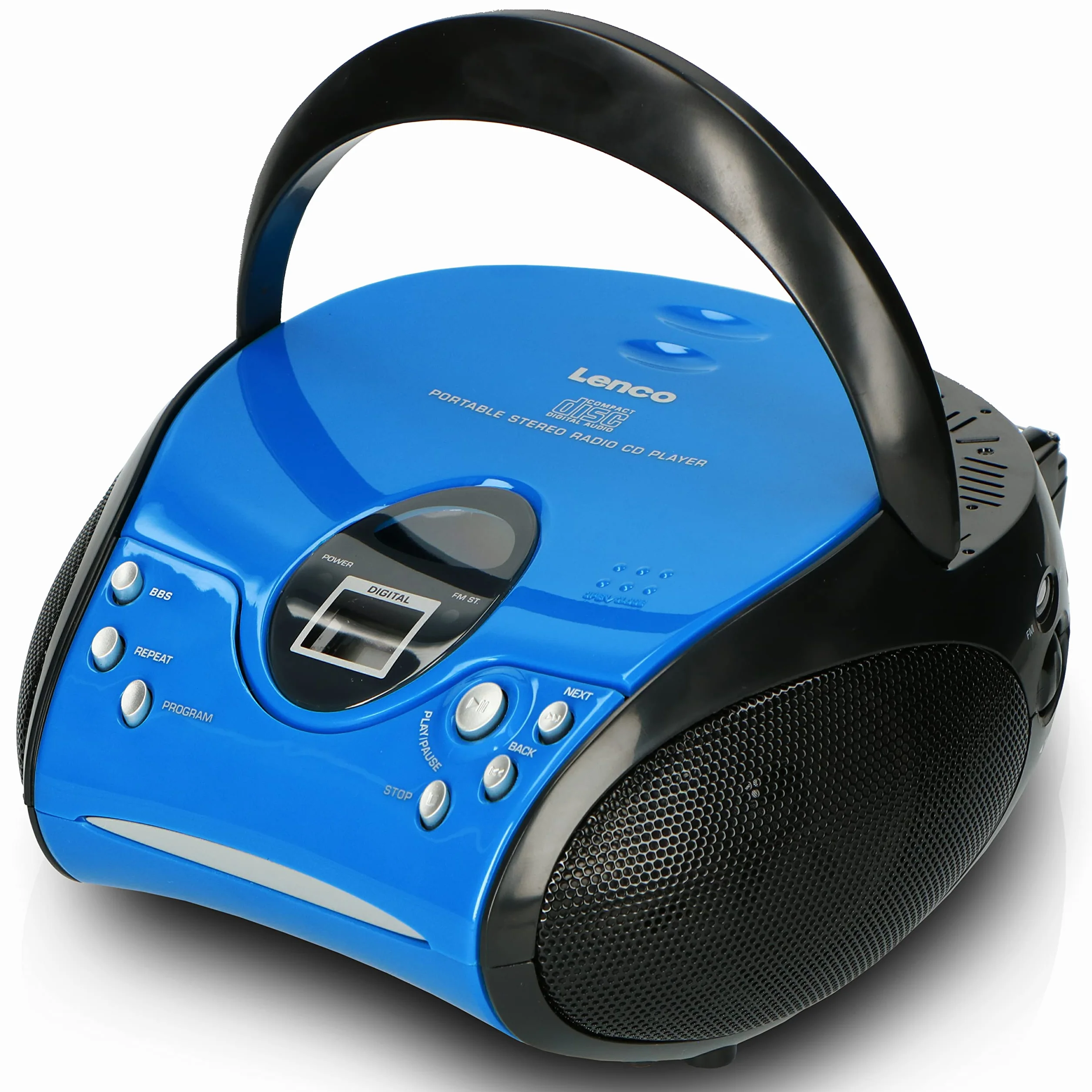 Lenco SCD-24 Radio Lecteur CD Enfant Chaîne Stéréo avec Prise Casque, Écran LCD, Batterie, Alimentation - Bleu
