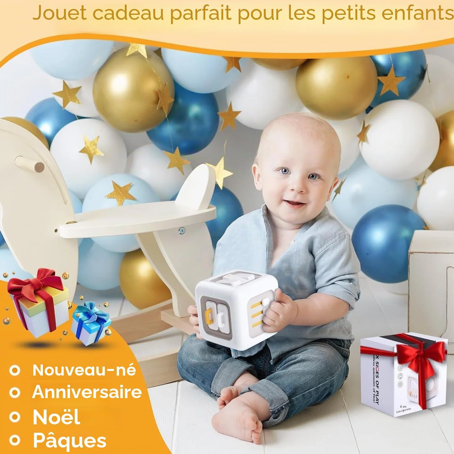 Zikenis Jouets Montessori 6 en 1 Cubes éducatifs pour bébés 1-3 Ans
