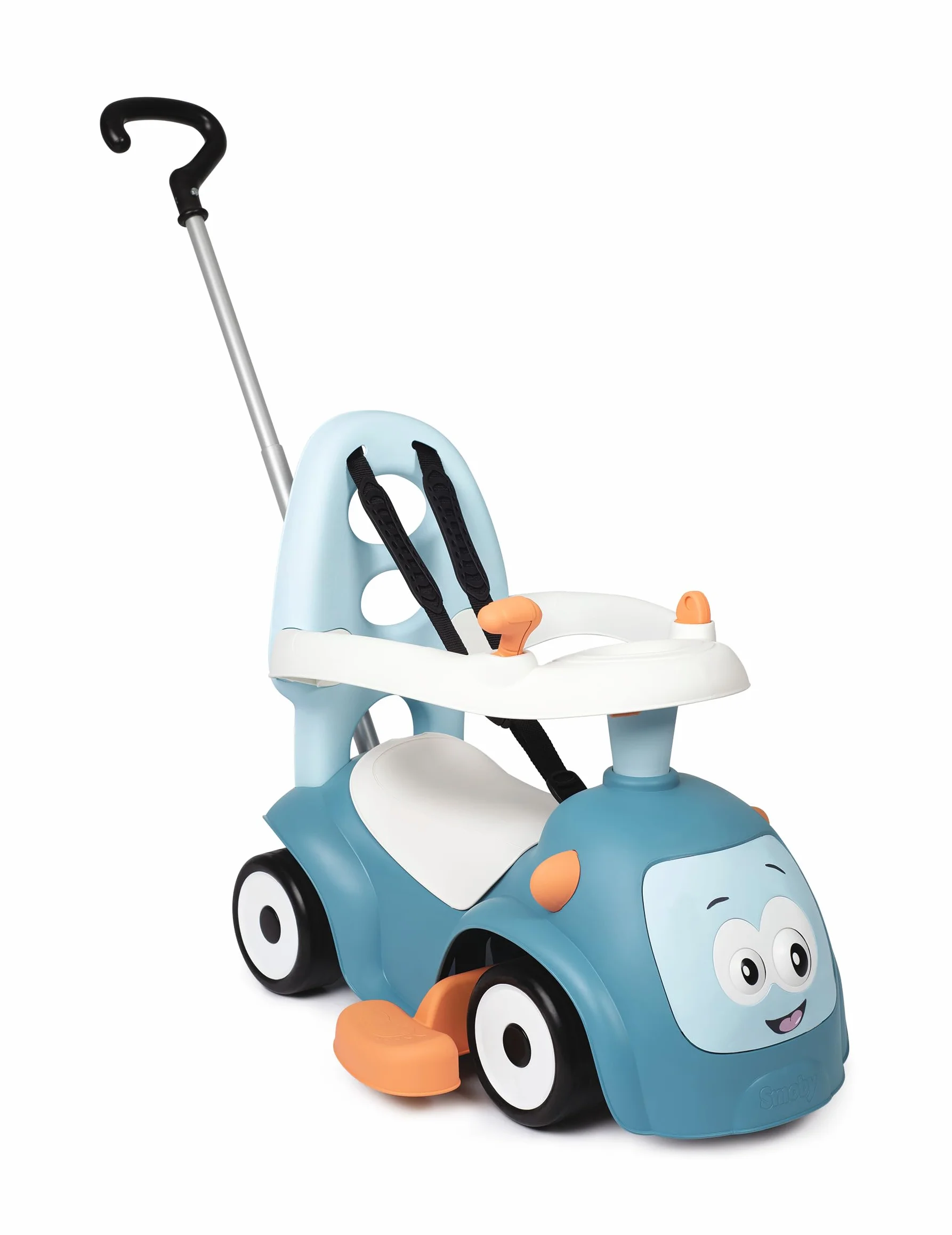 Smoby Porteur Maestro Balade Bleu 3 en 1 Evolutif Canne parentale Réglable Arceau Sécurité Roues Silencieuses Klaxon Electronique
