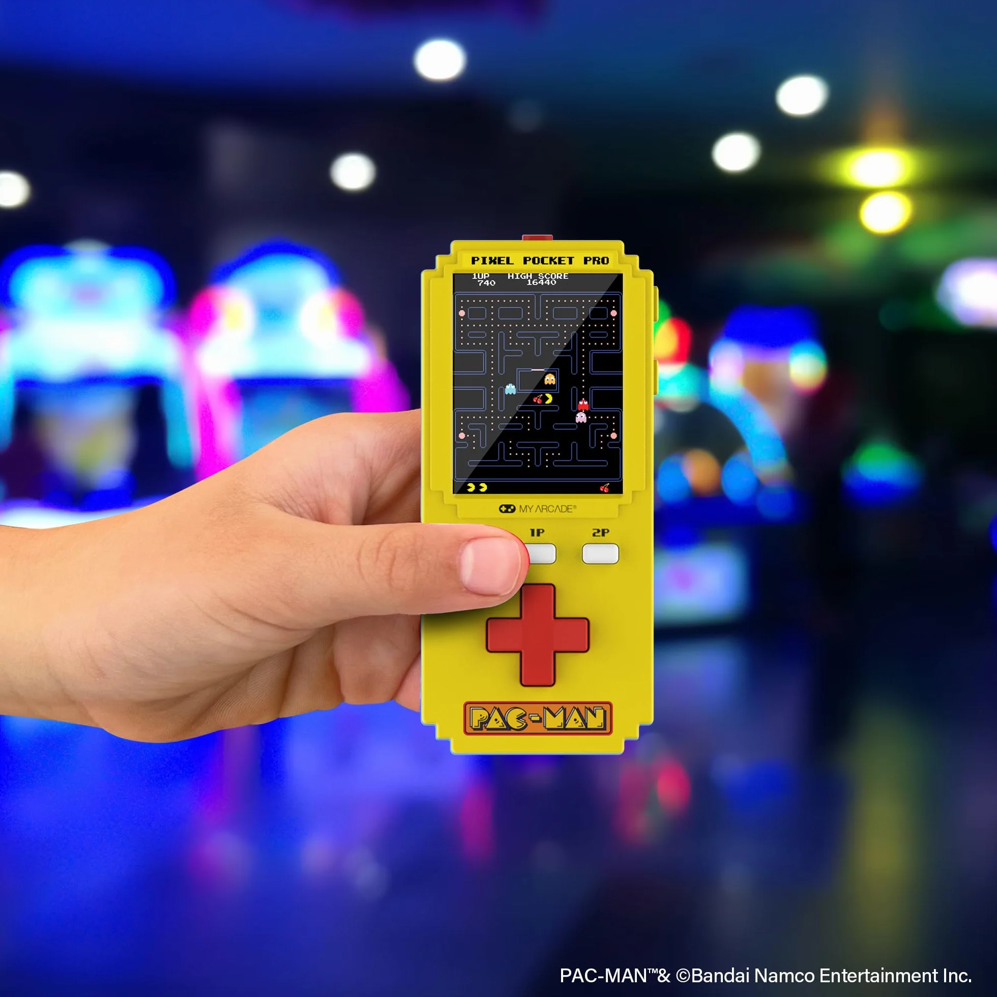 Pac-Man Pixel Player : jeu vidéo portable sous licence officielle, porte-clés d'arcade