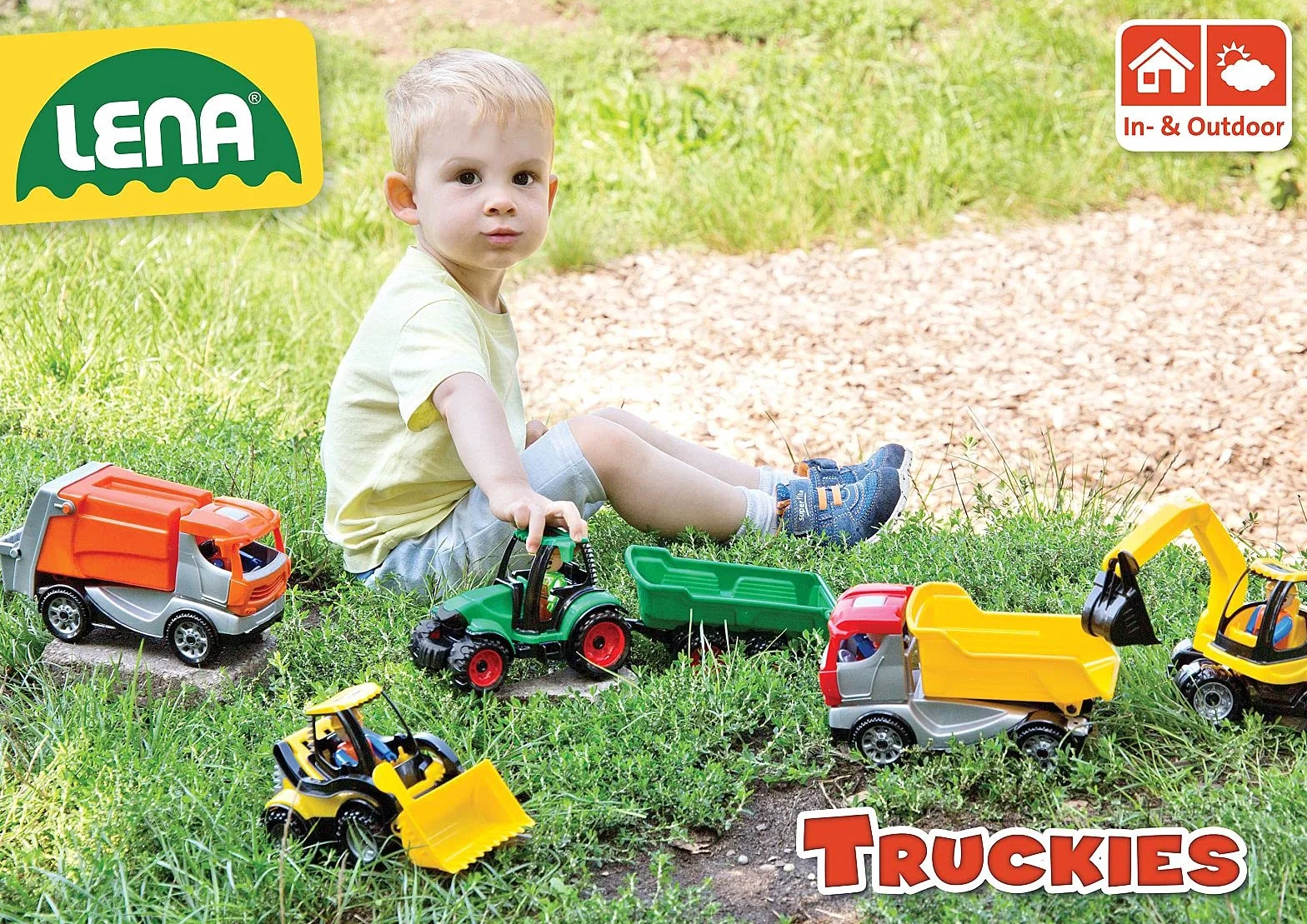 LENA Truckies Tracteur avec remorque Set de jeu 38 cm Enfants 2 Ans