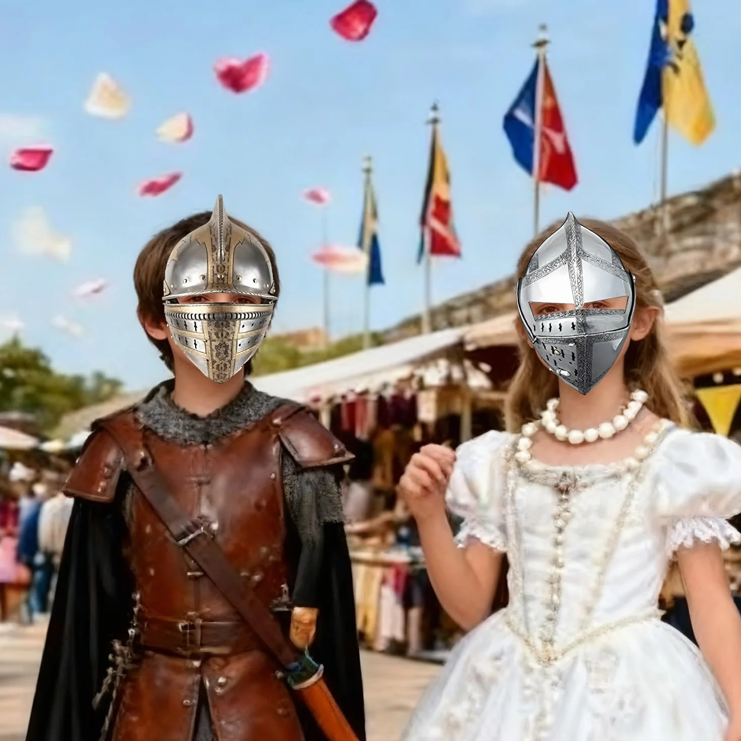 Masques en papier de chevalier Lot de 12 Décoration de fête médiévale