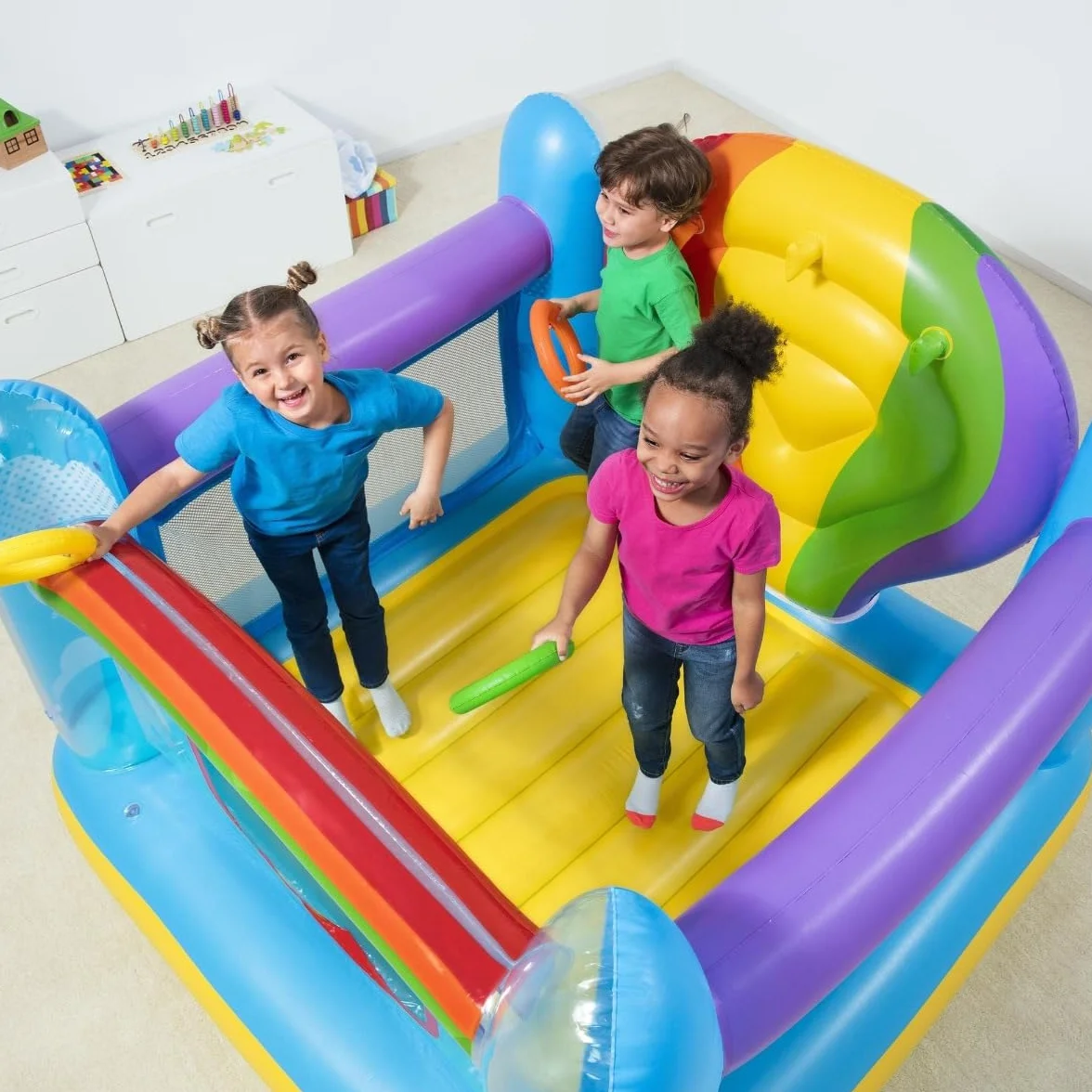 Bestway Trampoline Gonflable Hit Air Balloon Up in & Over 175 x 175 x 137 cm avec Anneaux de Lancer