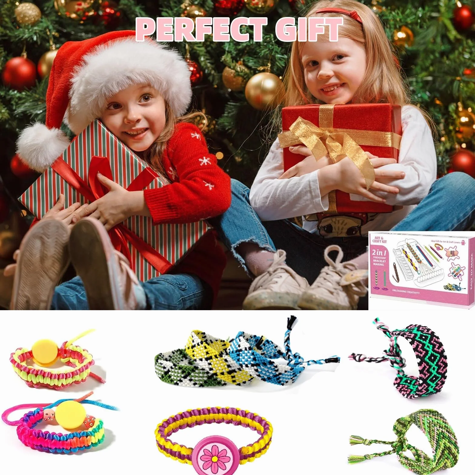 Kit Bracelet Brésilien pour Enfants 8-12 Ans, Fabrication de Bracelets d'Amitié Filles Cadeaux Noël Anniversaire