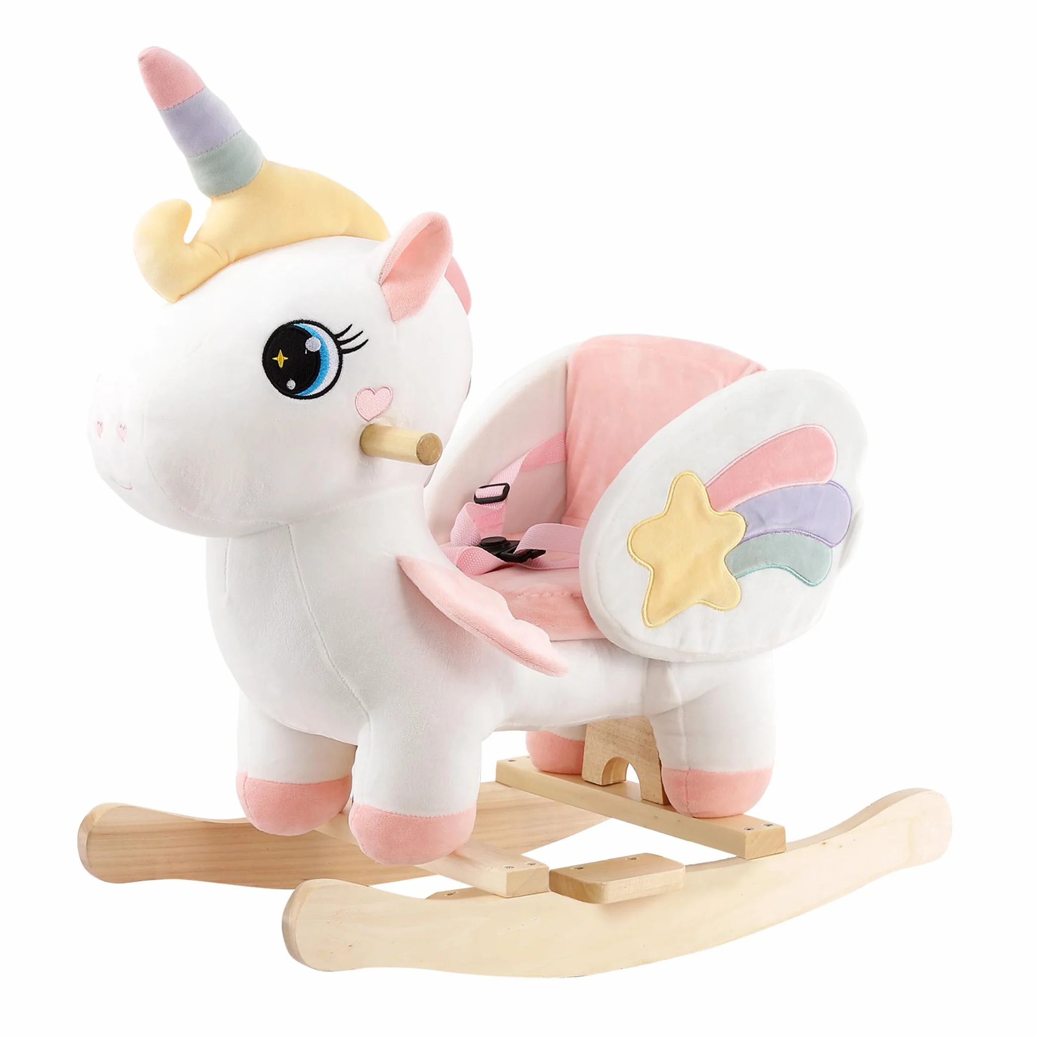 FUNLIO Cheval à Bascule Licorne pour Bébé 6 Mois-3 Ans, Peluche, Facile à Assembler, Certifié CE CPC