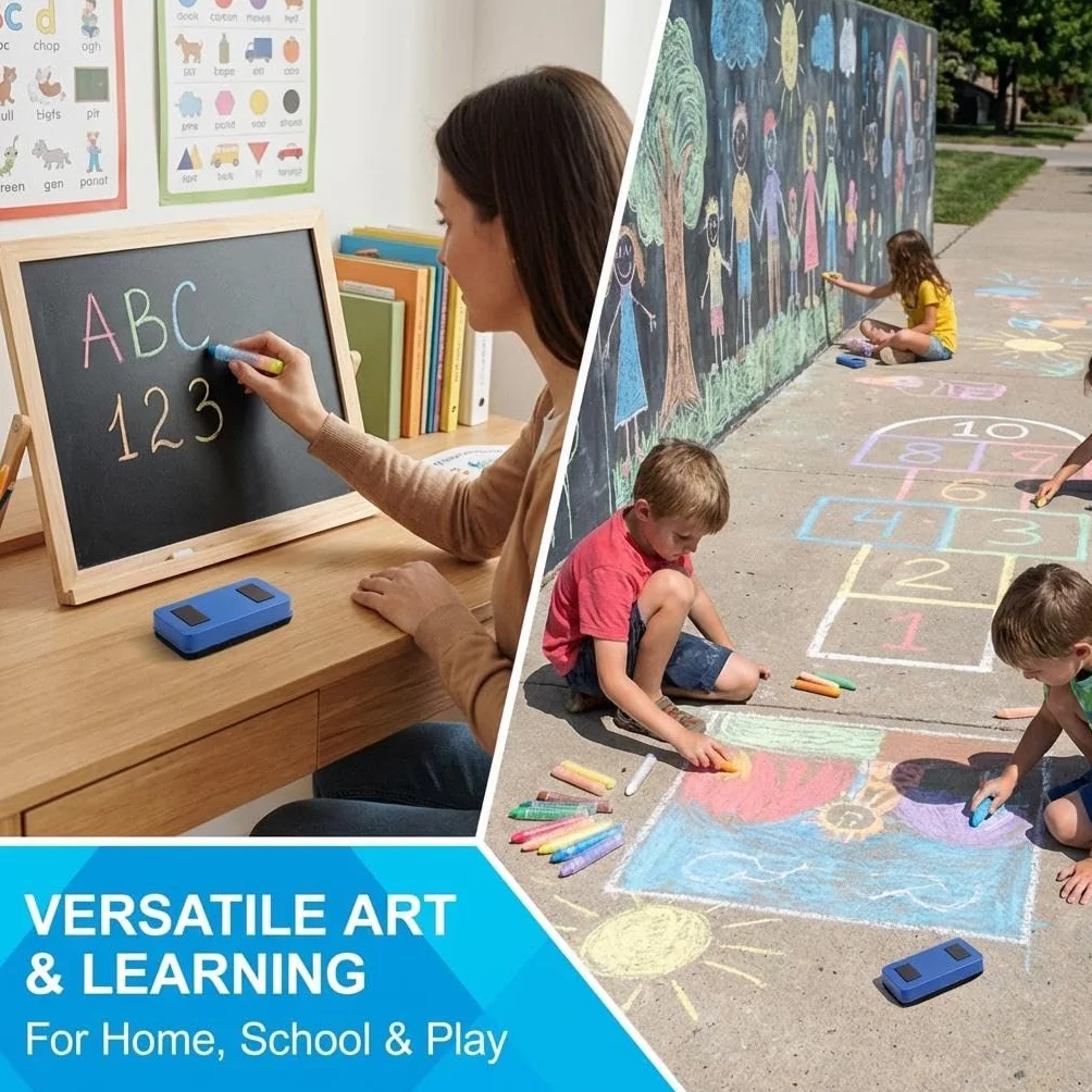Craies pour Tableau Noir Lavables Sans Poussière Non Toxiques Effaçables pour Enfants 12 Pièces